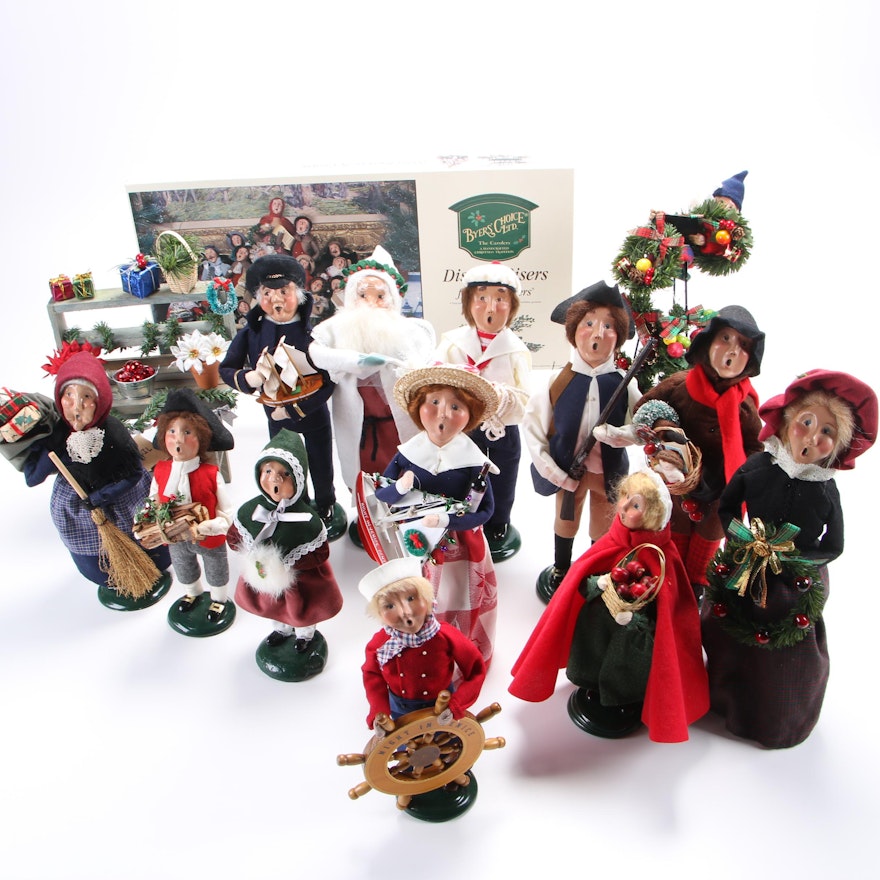 Byers' Choice "The Carolers" Figurines with Display Risers,