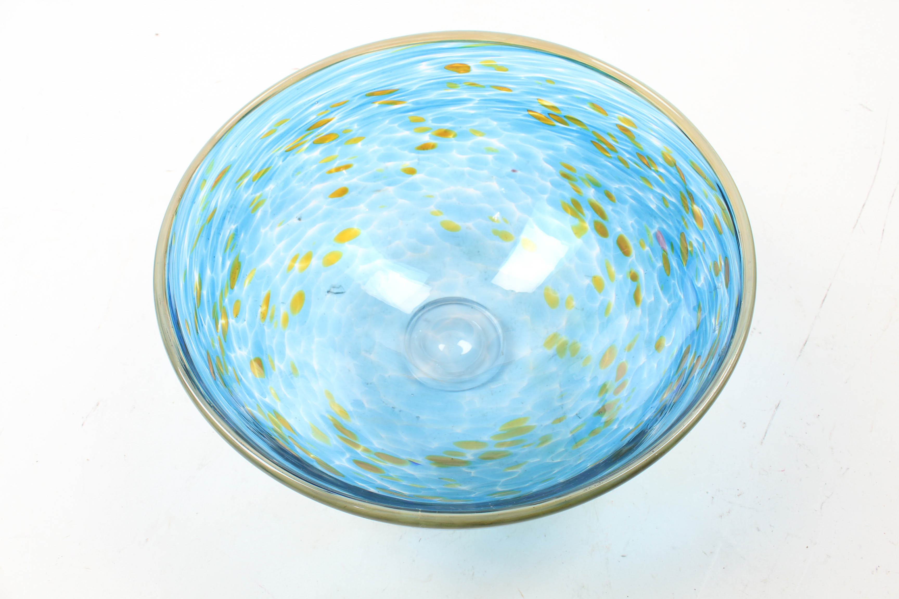 Atrist Signed Vintage Hand-Blown Glass Centerpiece Bowl