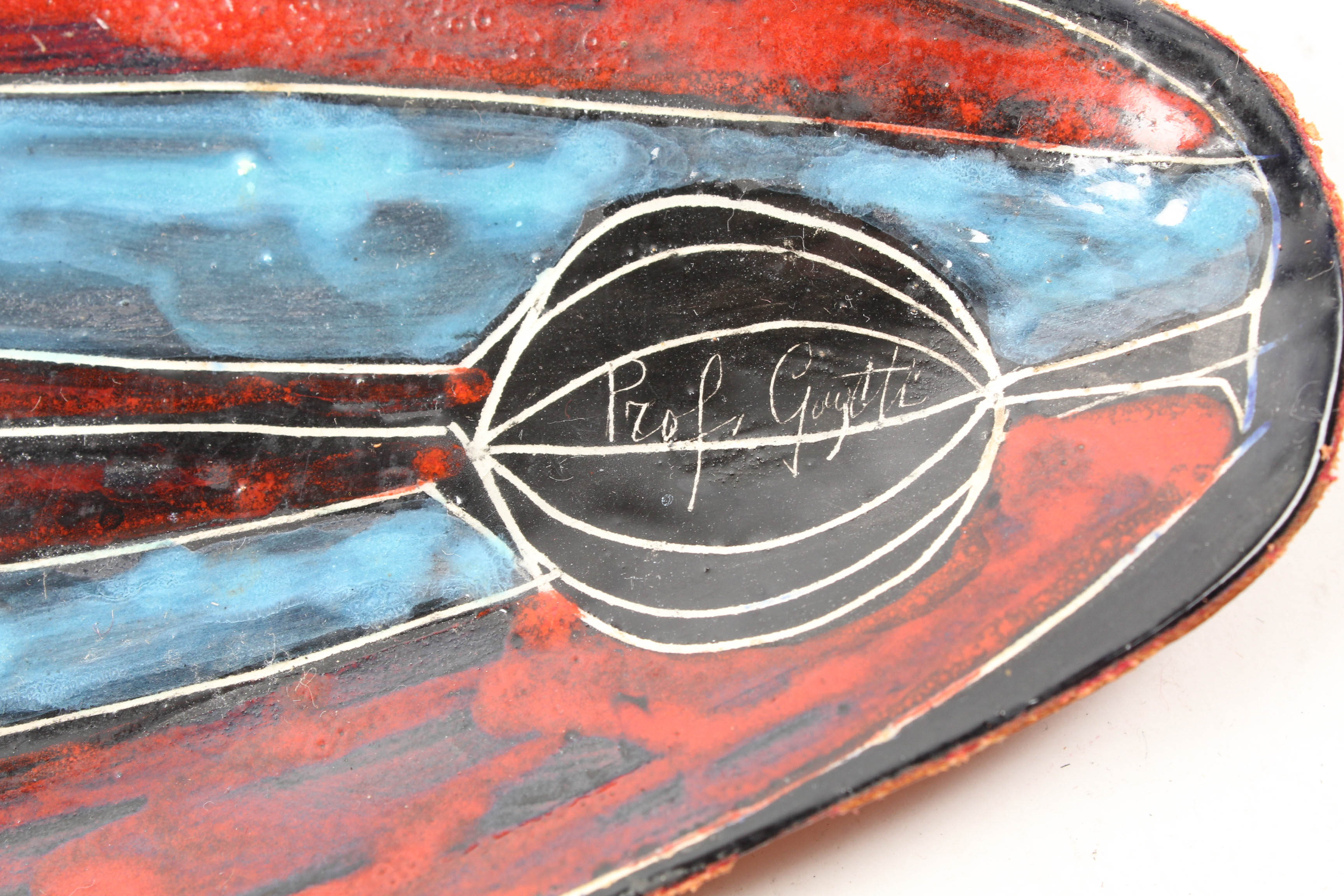 Mid-Century Sgraffito Ceramic Tray in the Style of Bitossi