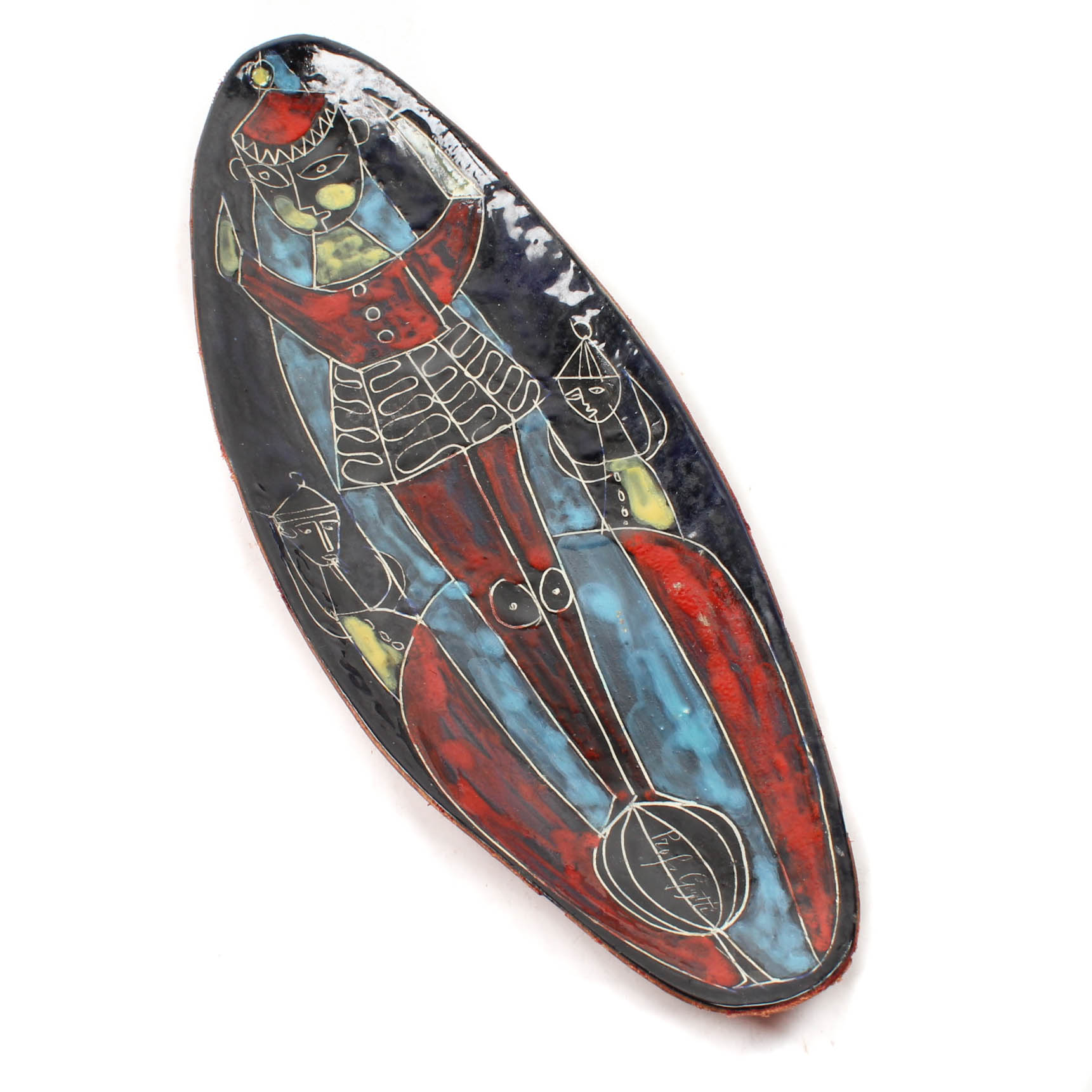 Mid-Century Sgraffito Ceramic Tray in the Style of Bitossi