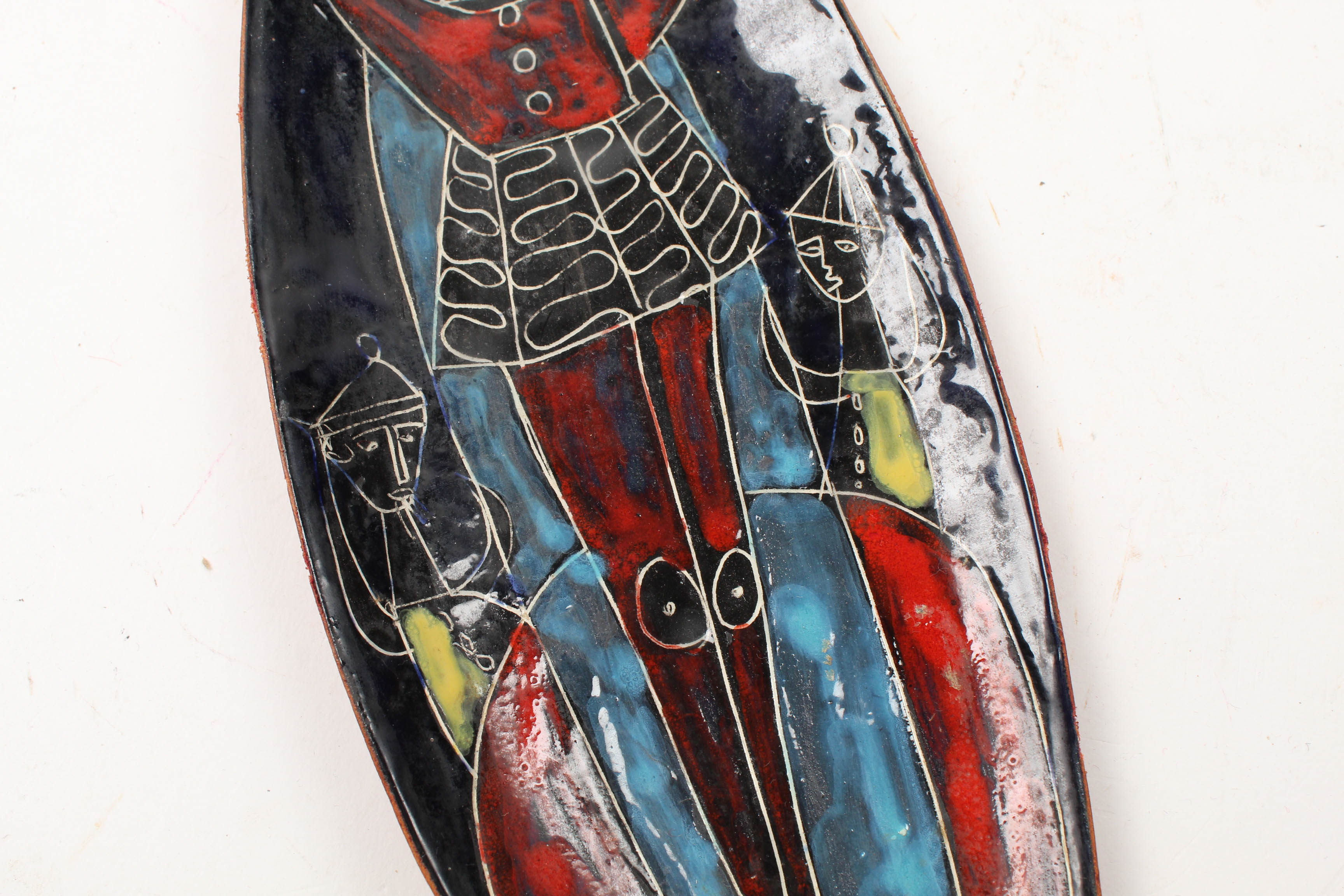 Mid-Century Sgraffito Ceramic Tray in the Style of Bitossi