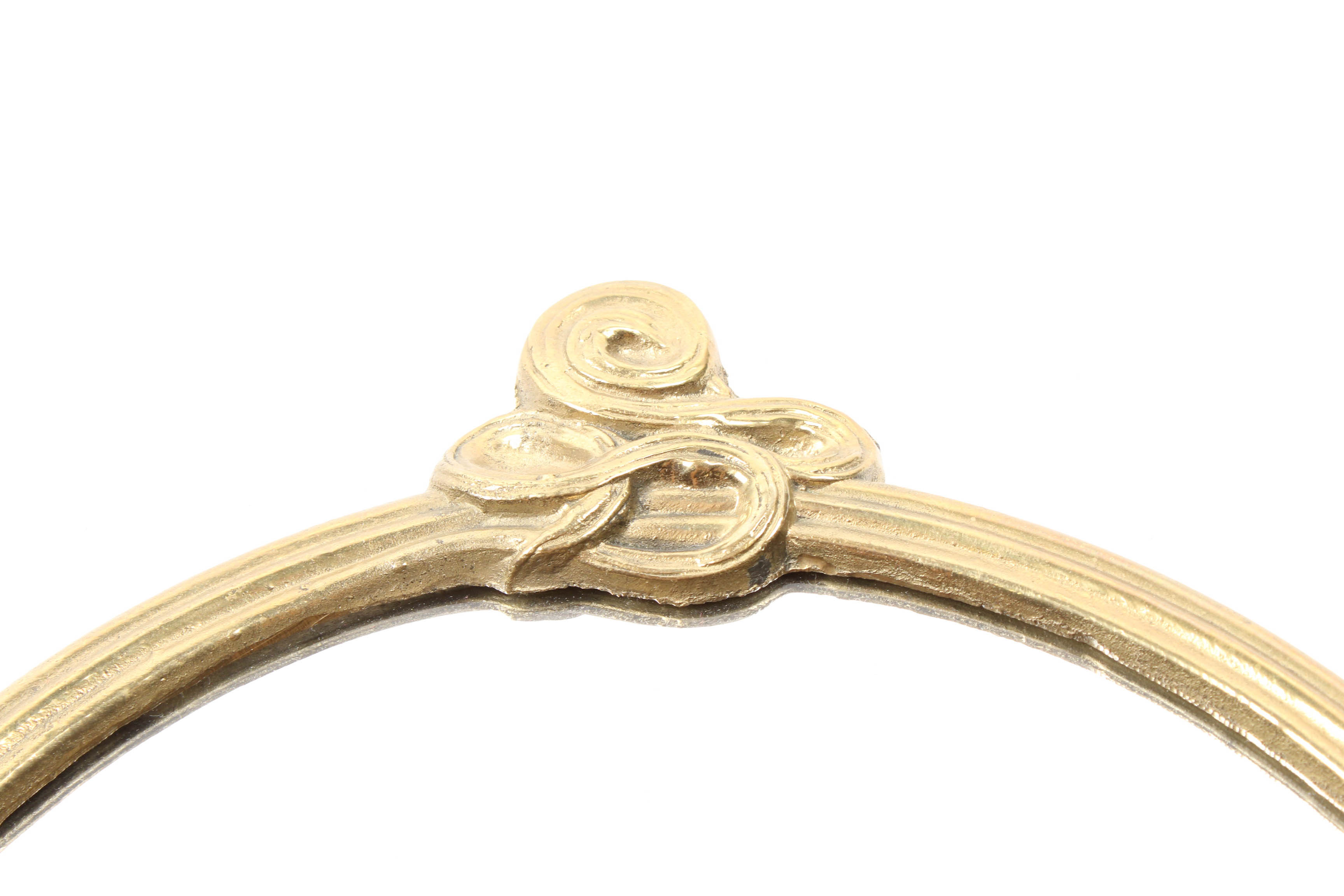 Art Nouveau Style Round Brass Accent Mirror