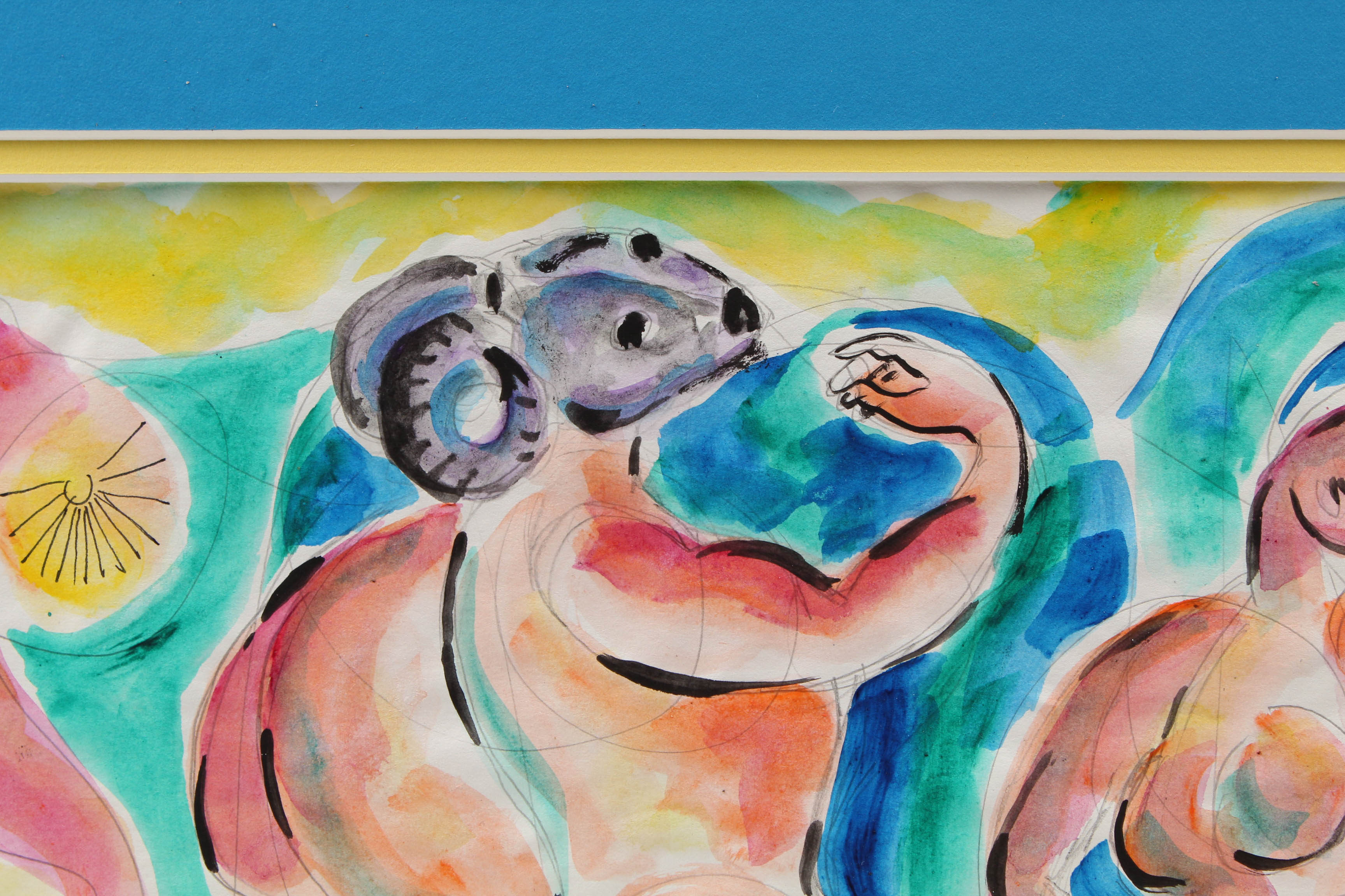 Phillip Callahan Mid-Century Watercolor Painting of Dancing Nudes