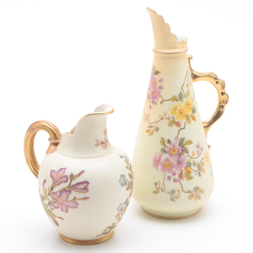 Antique Royal Worcester with Vintage Rudolstadt Porcelain Pitchers