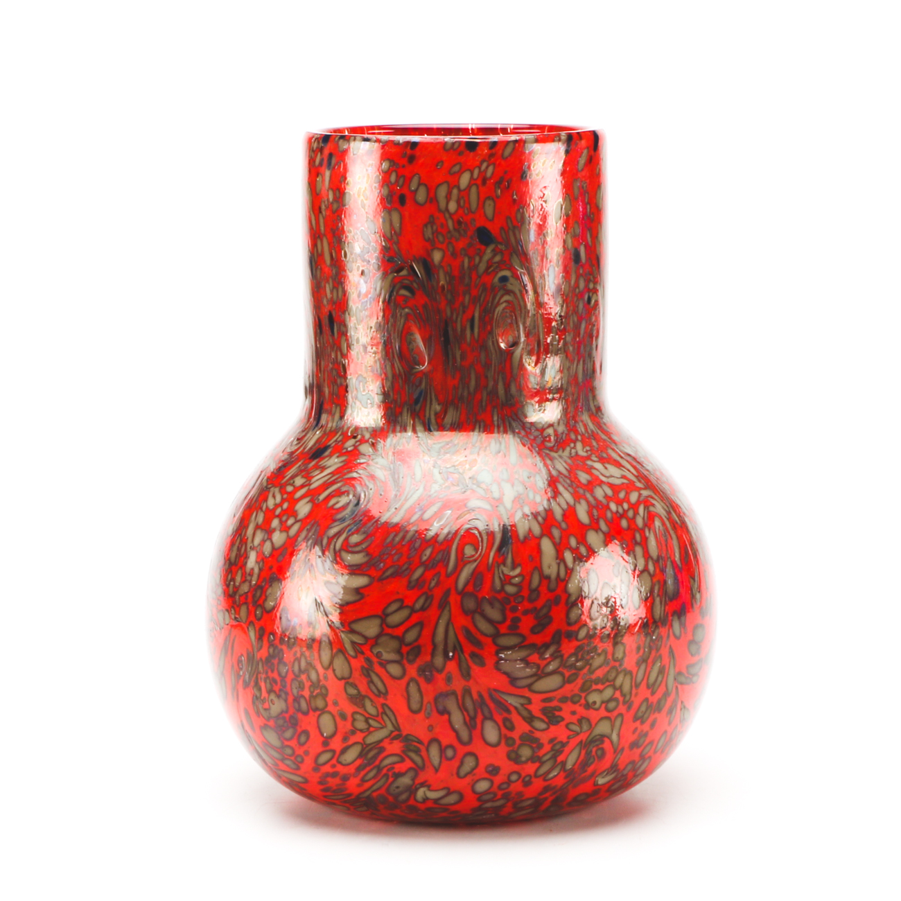 Mid-Century Blown and Painted Art Glass Vase