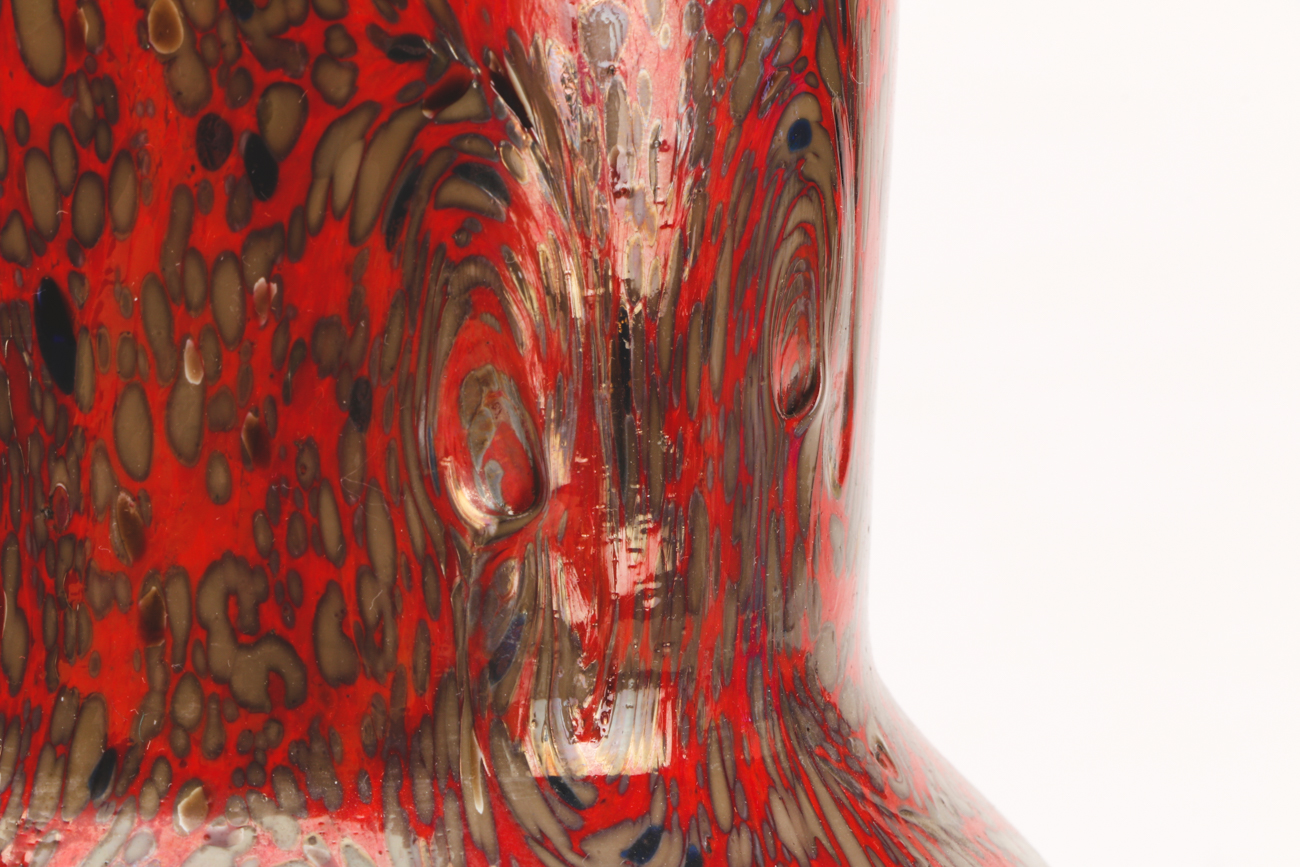 Mid-Century Blown and Painted Art Glass Vase