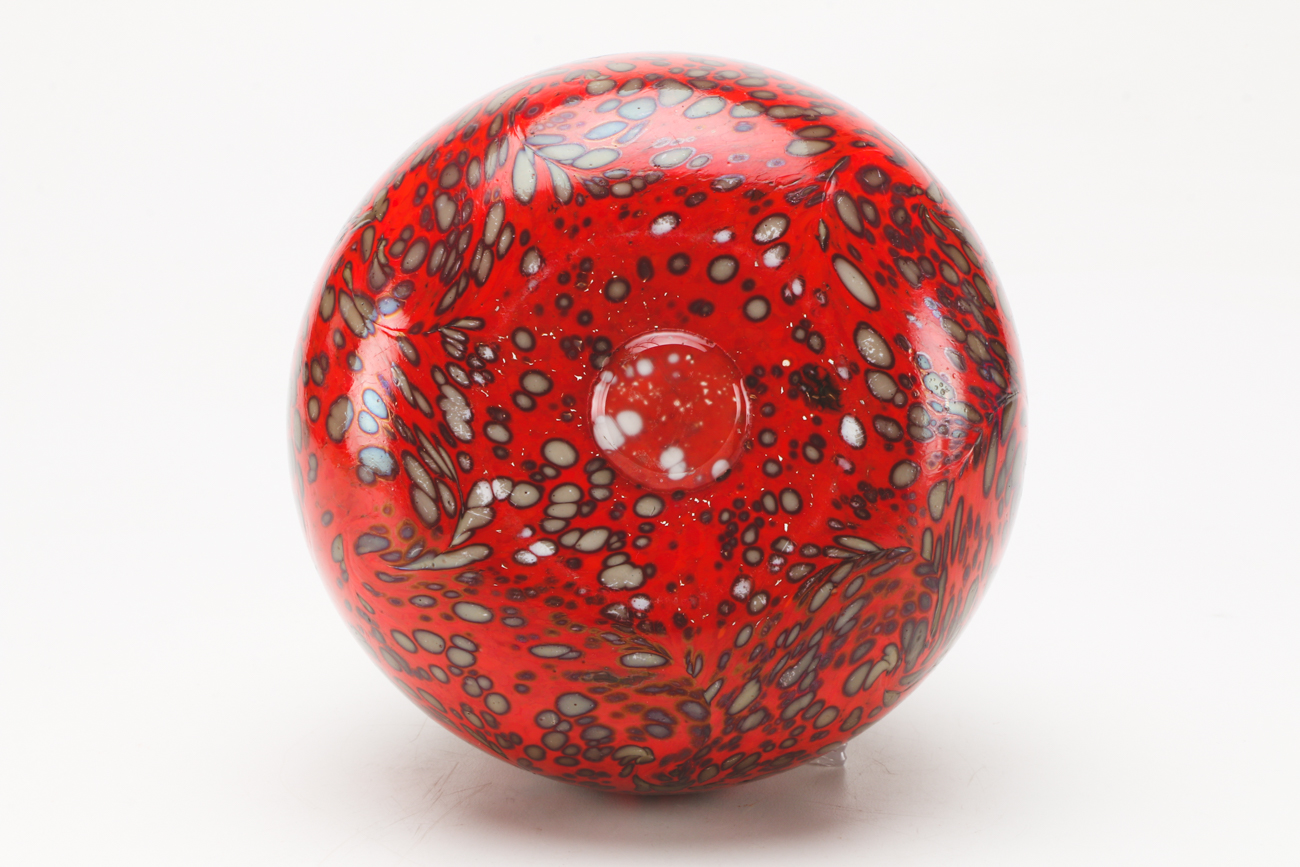 Mid-Century Blown and Painted Art Glass Vase