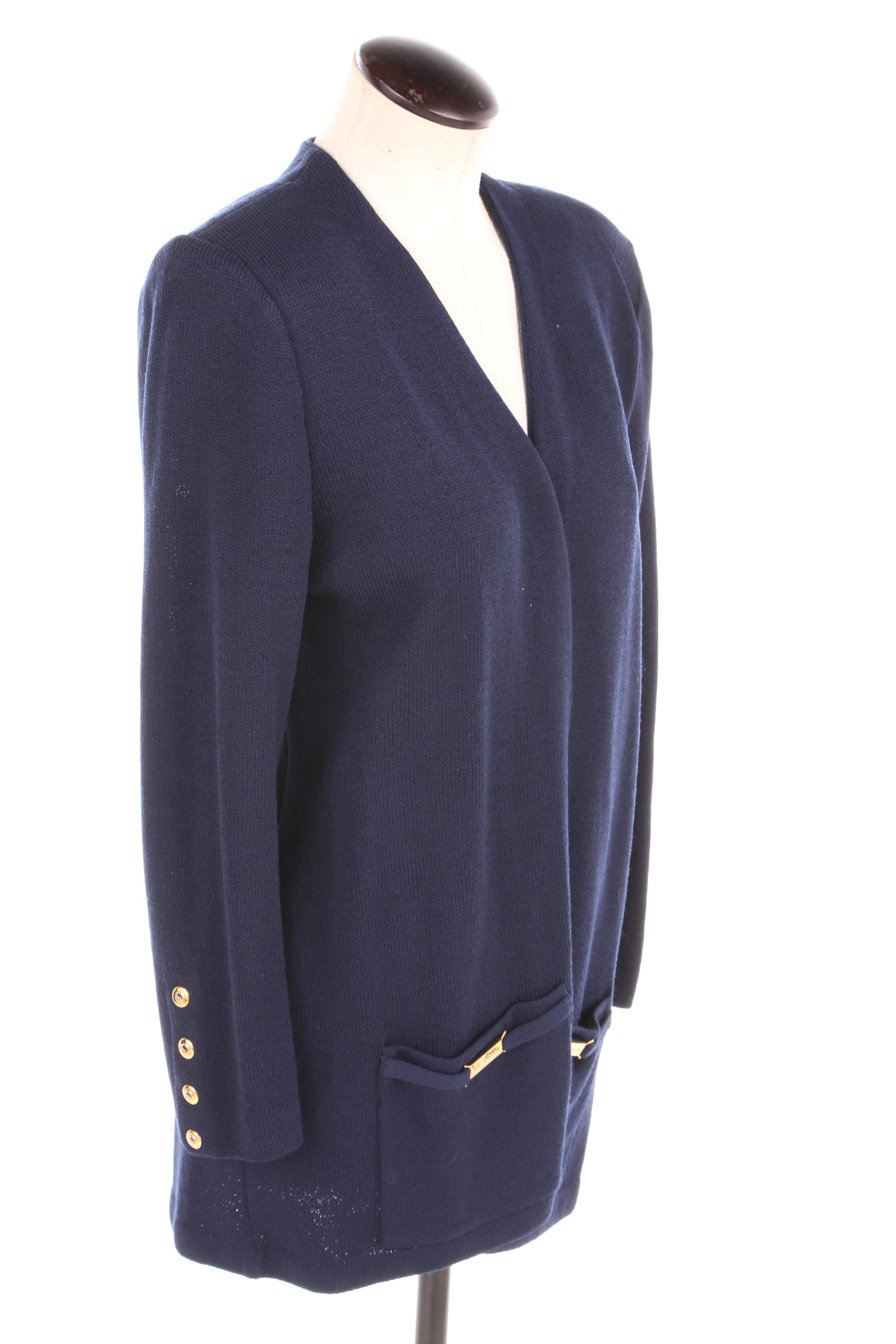 Women's St. John Collection Navy Blue Knit Cardigan