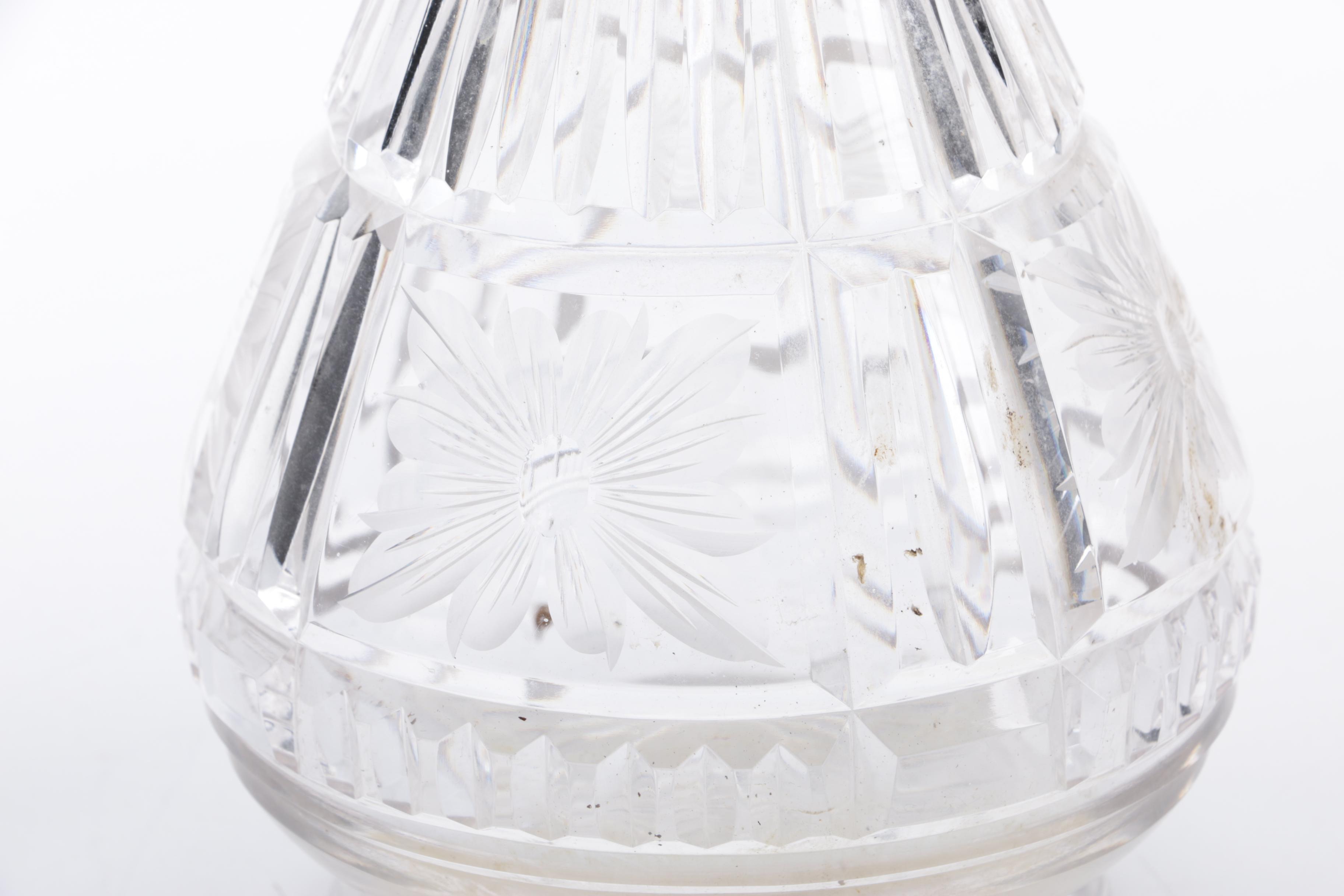 1936 Alexander Clark Sterling Rimmed Glass Decanter with Saben Coaster Set