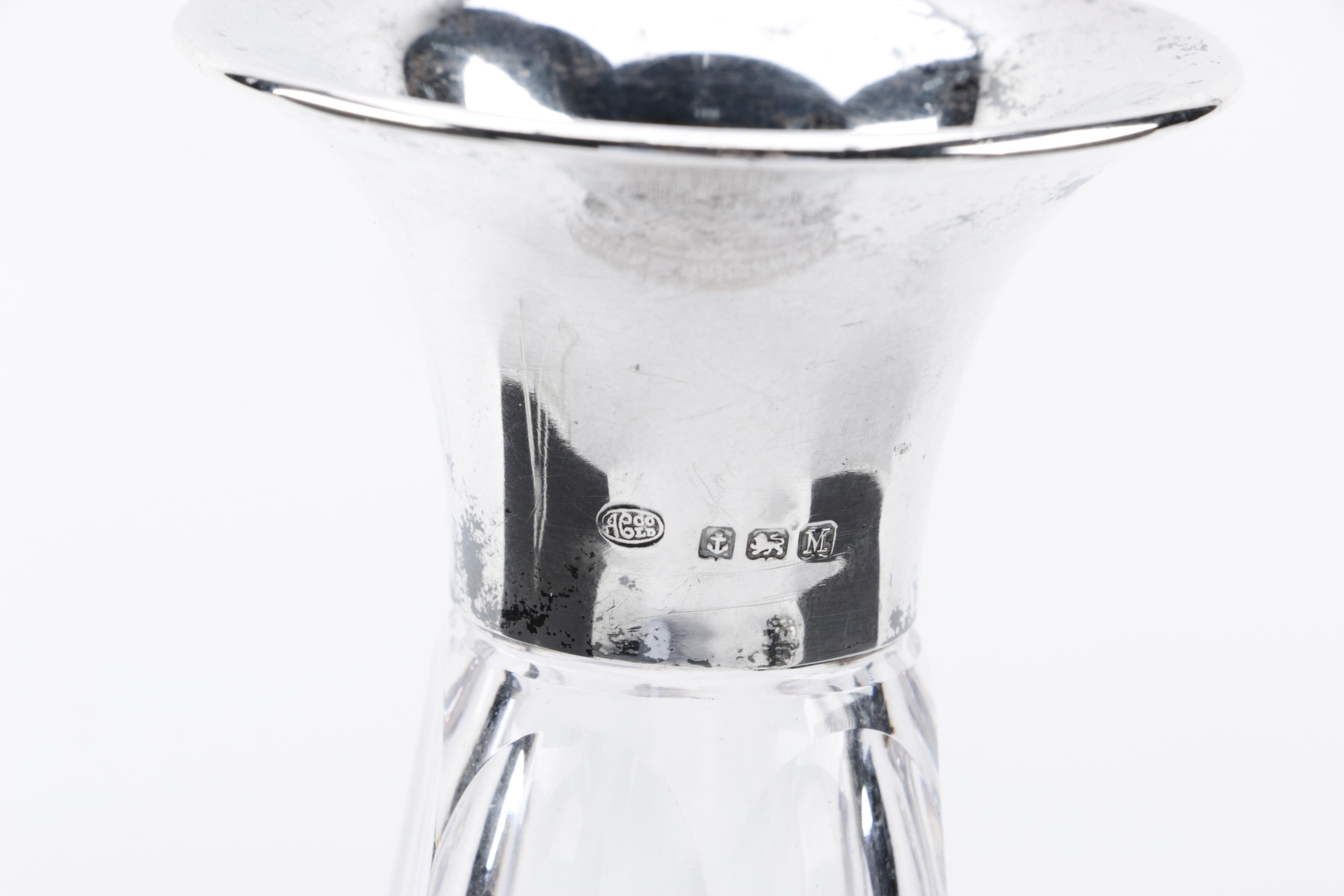 1936 Alexander Clark Sterling Rimmed Glass Decanter with Saben Coaster Set