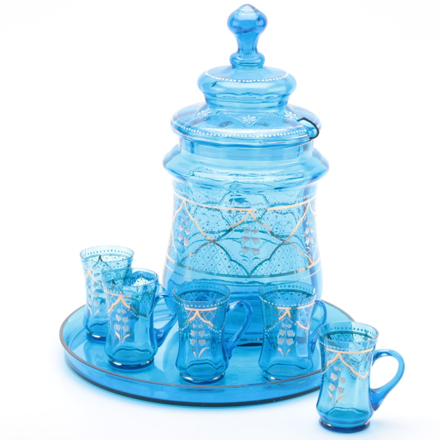 Bohemian Style Turquoise Glass Beverage Set