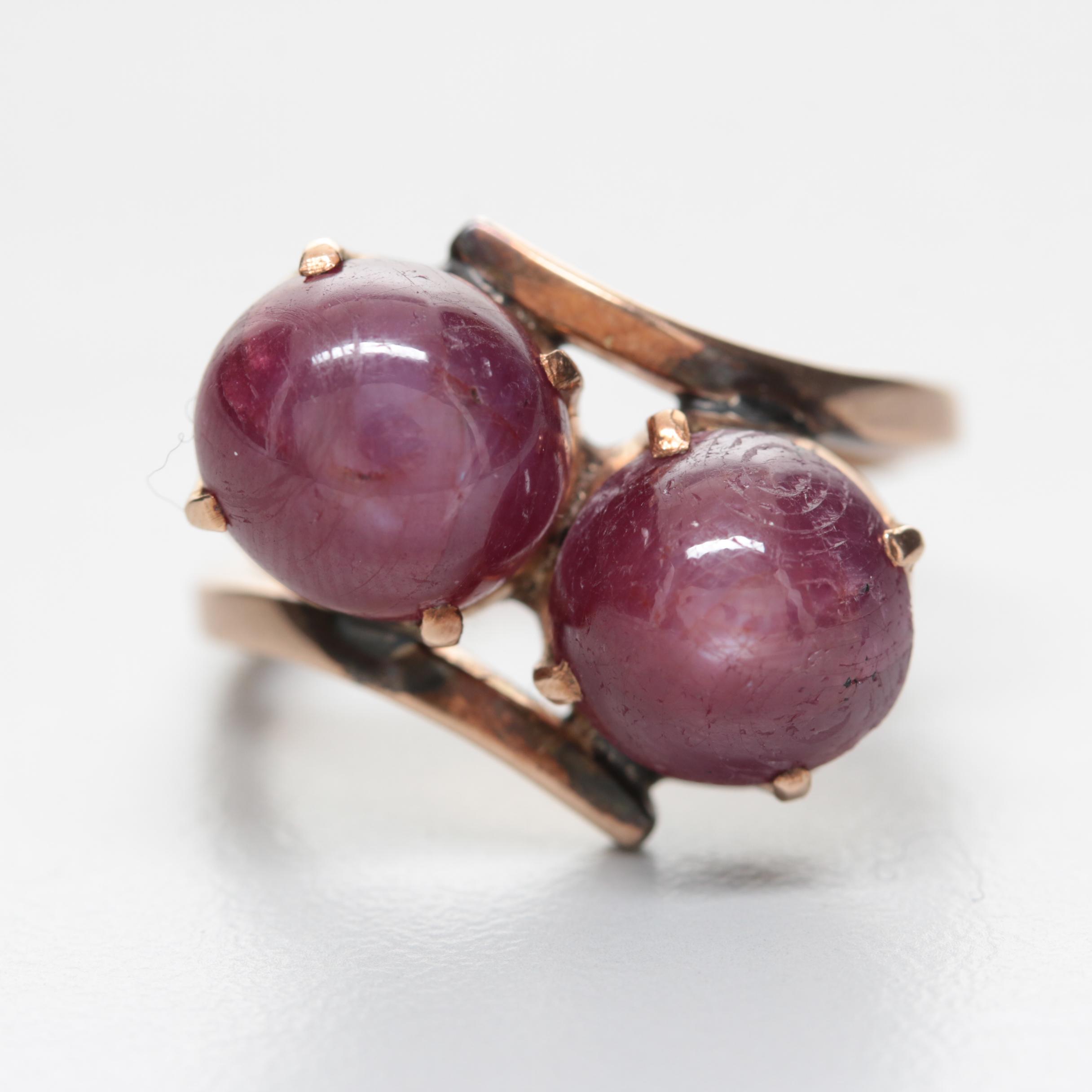 10K Rose Gold 10.23 CTW Star Ruby Bypass Ring