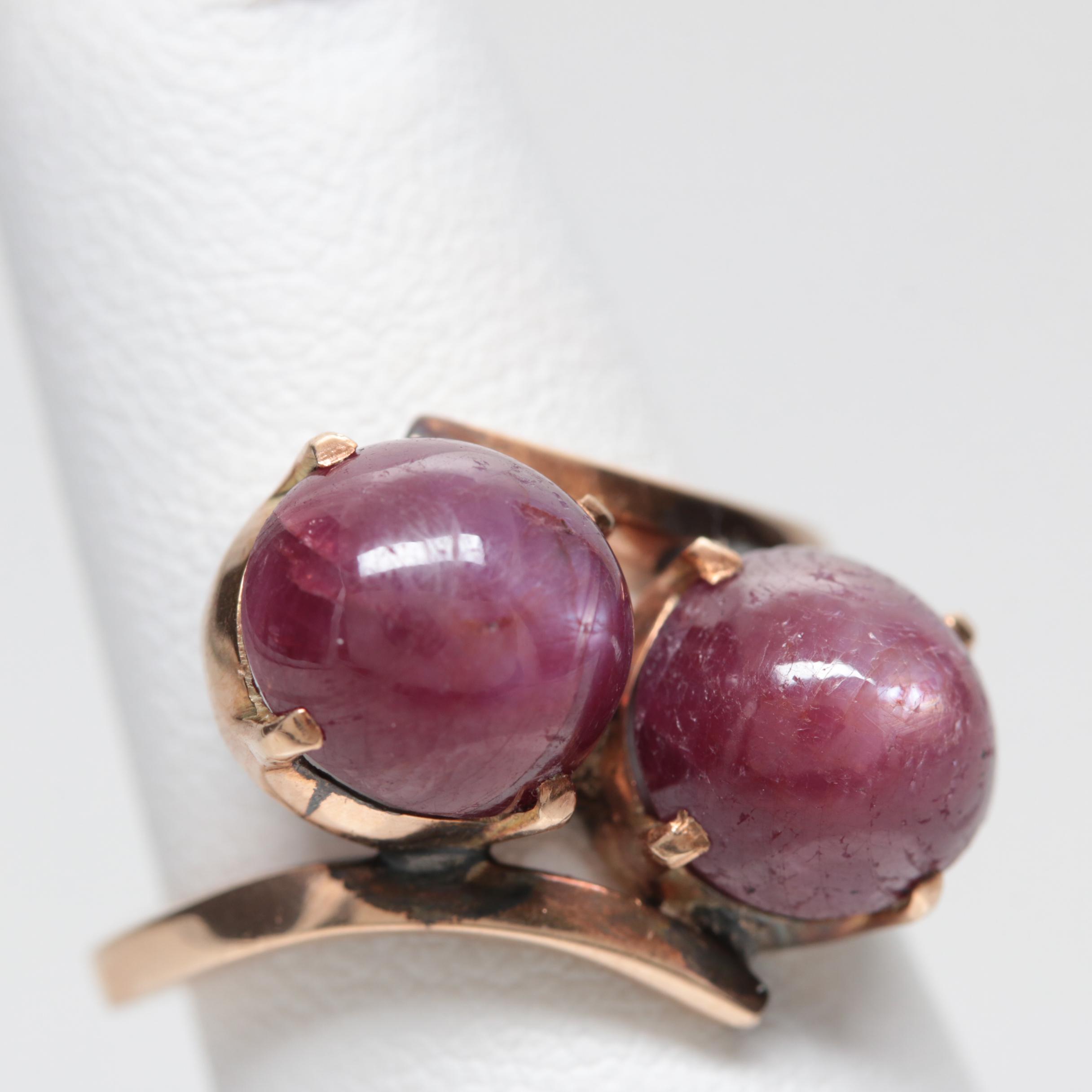 10K Rose Gold 10.23 CTW Star Ruby Bypass Ring