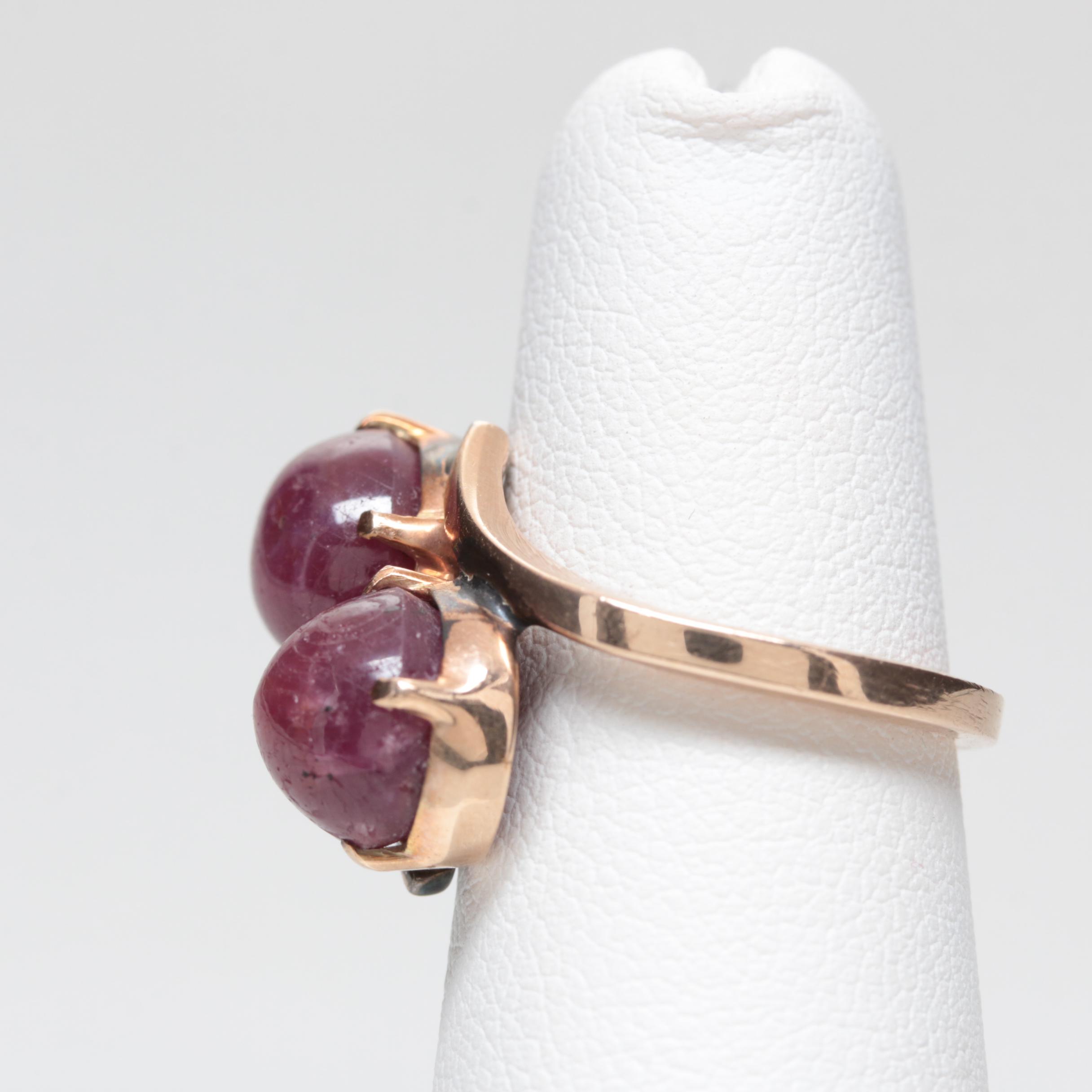 10K Rose Gold 10.23 CTW Star Ruby Bypass Ring