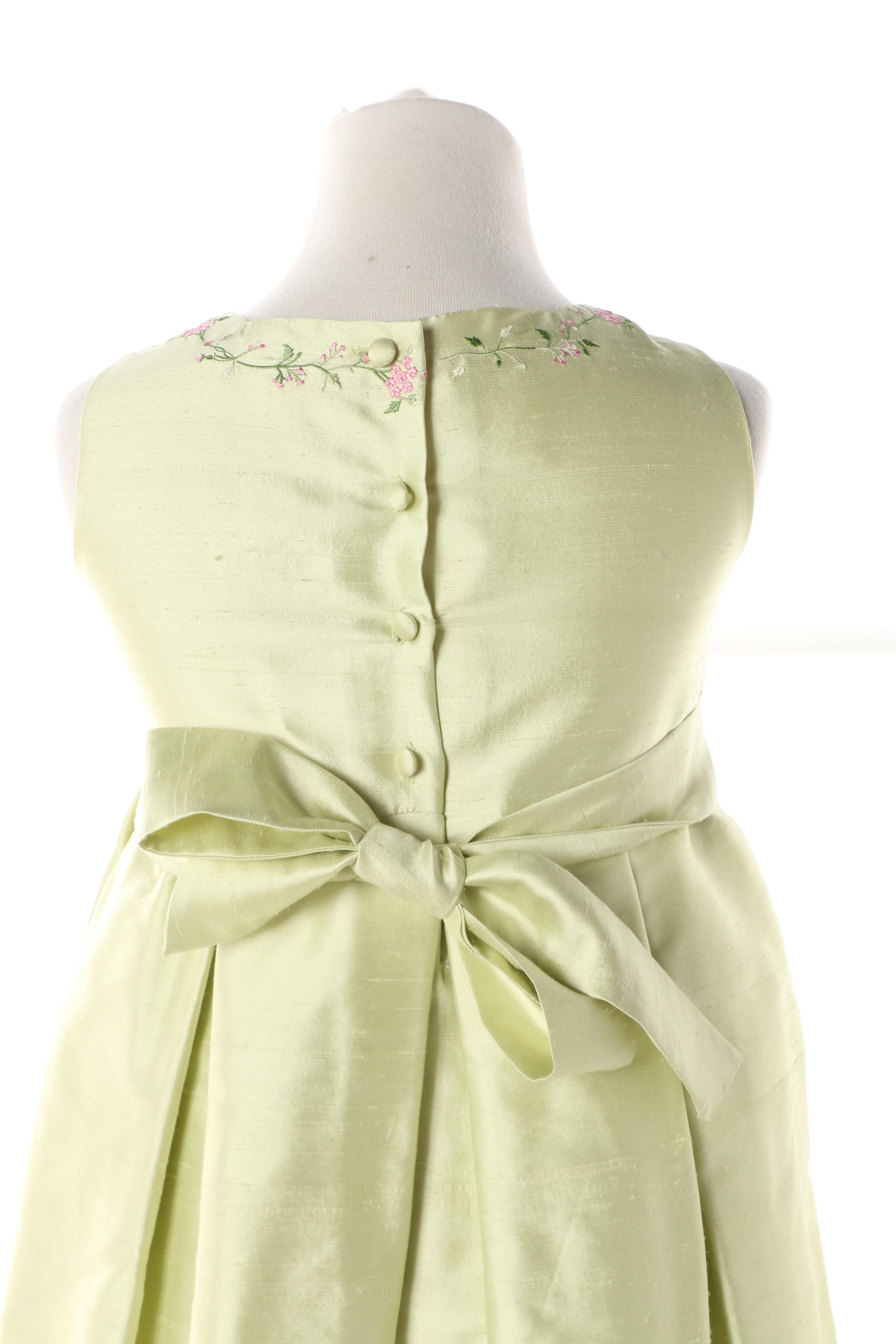Girls' Formal Dresses including Talbots Kids Floral Embroidered Green Silk
