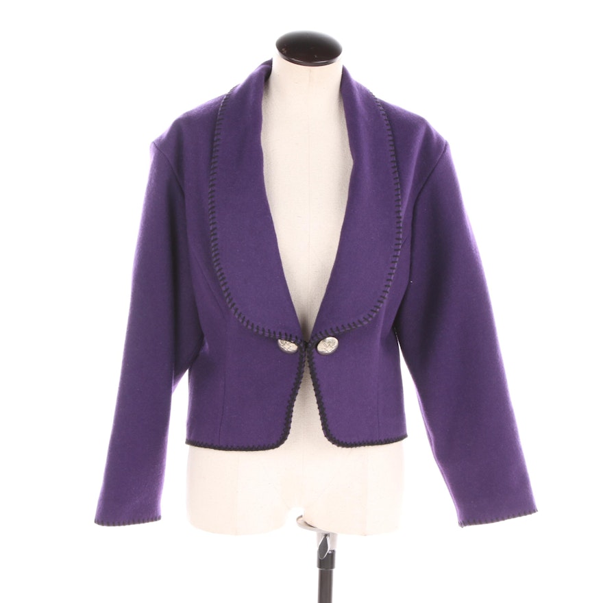 Women's Mid-West Garment Co. Purple Wool Blend Crop Jacket