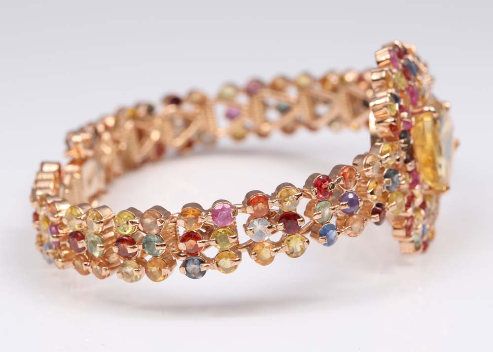 Sterling Silver Citrine and Sapphire Bracelet with Rose Gold Wash