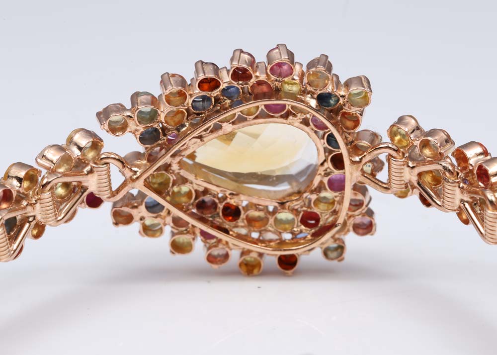 Sterling Silver Citrine and Sapphire Bracelet with Rose Gold Wash