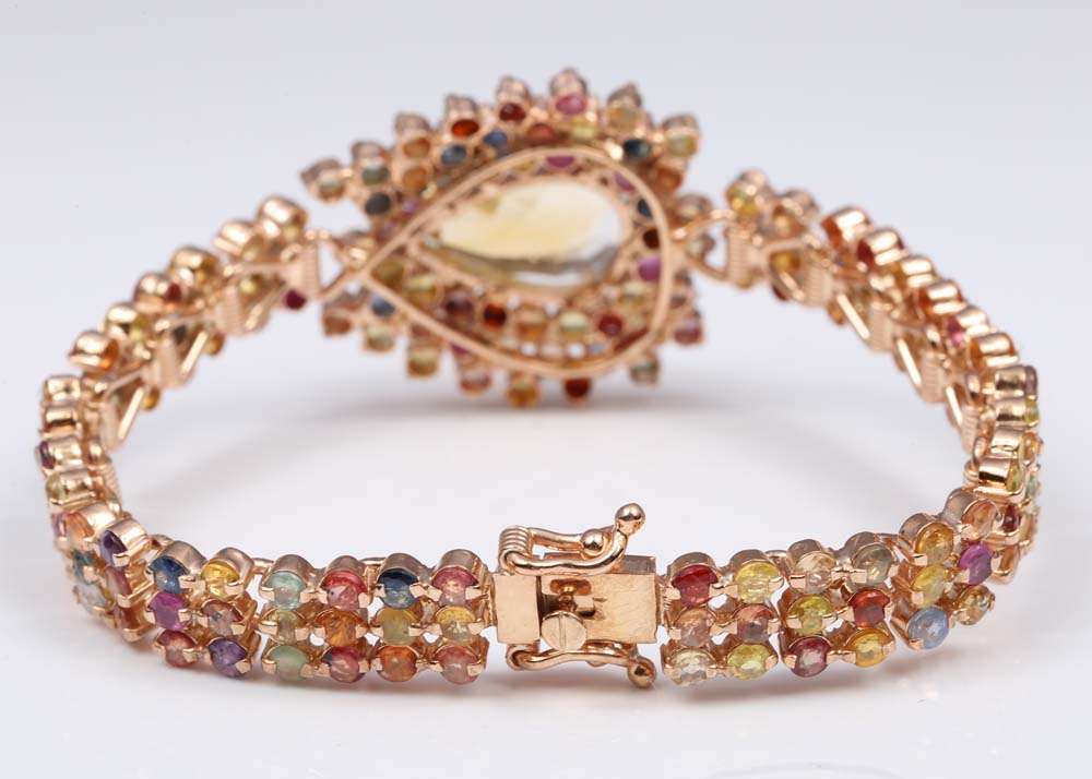 Sterling Silver Citrine and Sapphire Bracelet with Rose Gold Wash
