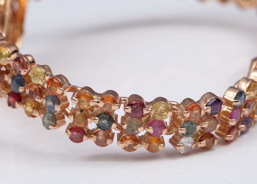 Sterling Silver Citrine and Sapphire Bracelet with Rose Gold Wash