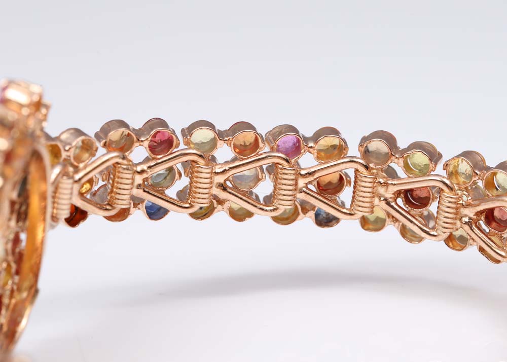 Sterling Silver Citrine and Sapphire Bracelet with Rose Gold Wash
