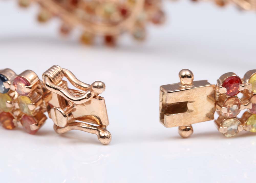 Sterling Silver Citrine and Sapphire Bracelet with Rose Gold Wash