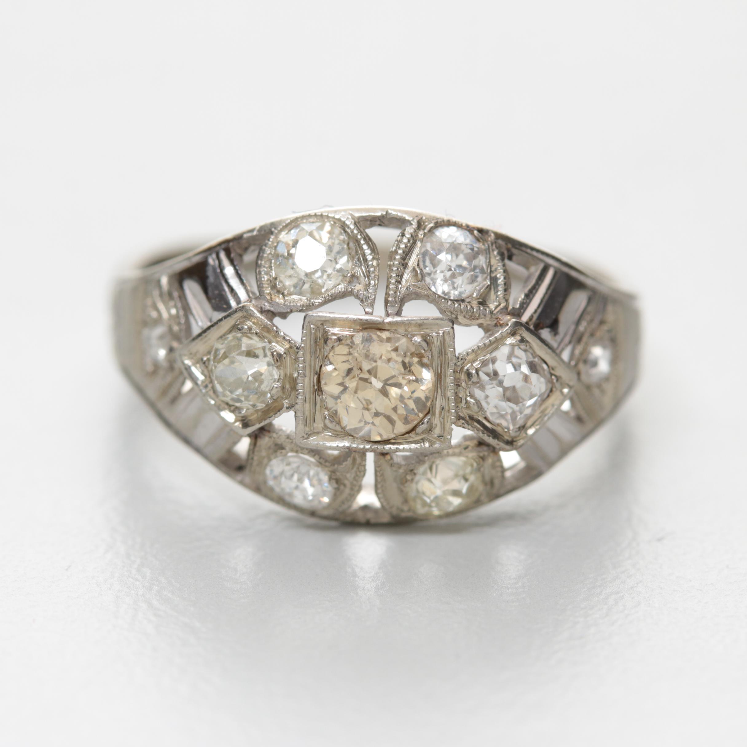 Art Deco 14K White Gold Diamond Ring