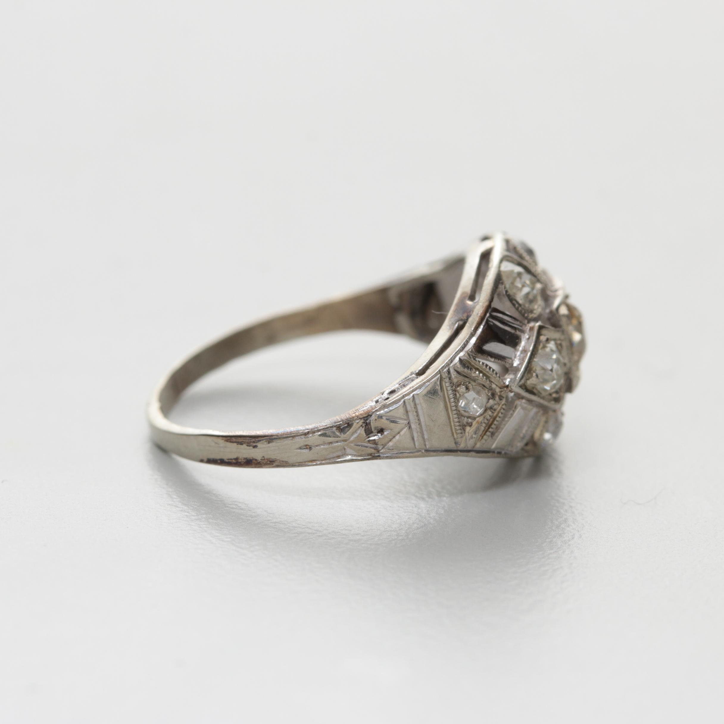Art Deco 14K White Gold Diamond Ring