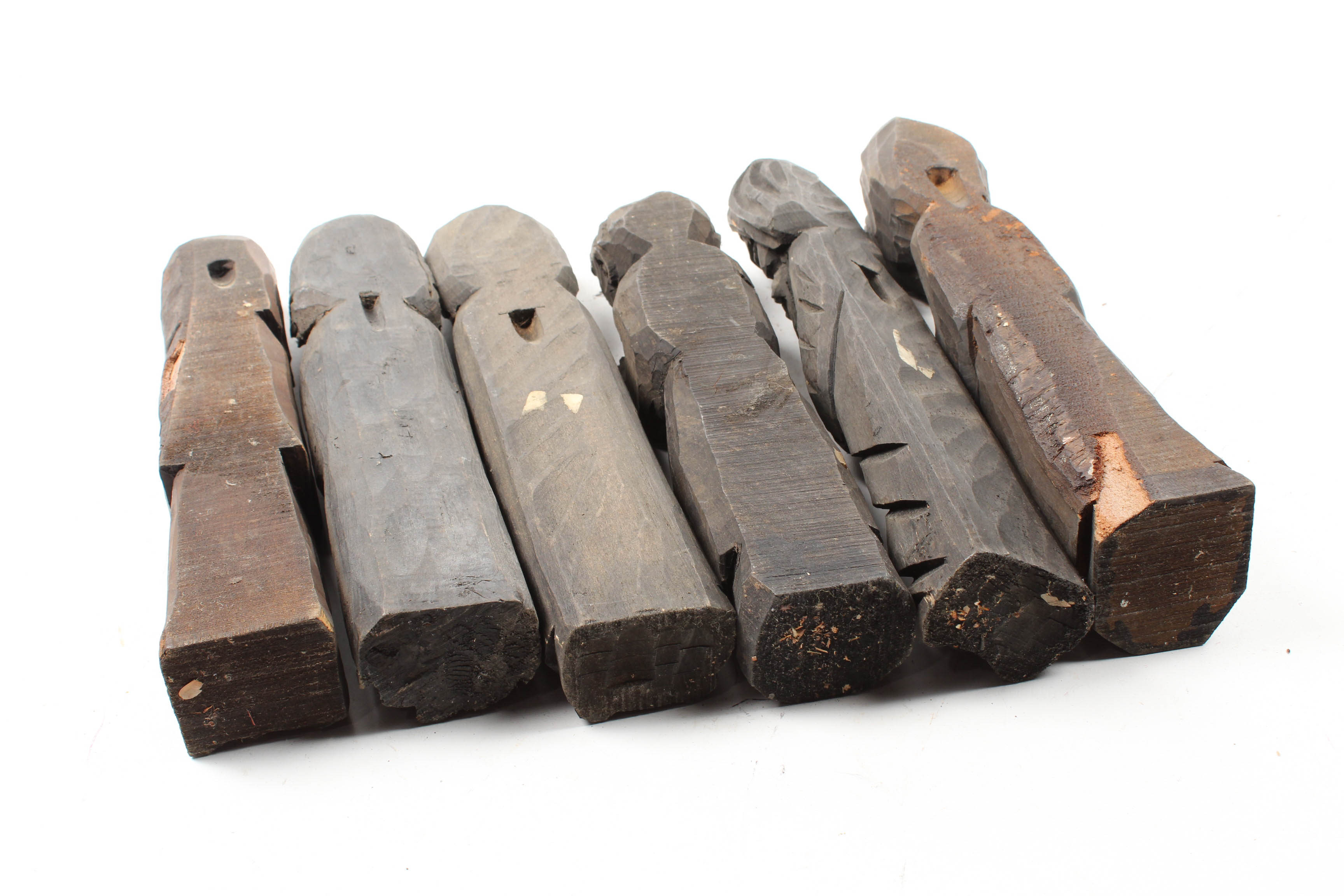 Six Spanish Style Hand Carved Wood Figures