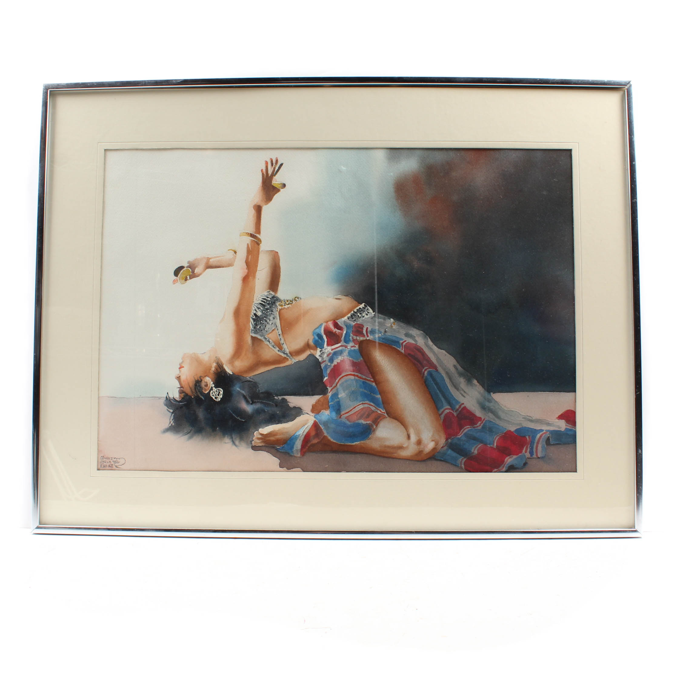 William Bruce Walker Watercolor "Denise" Belly Dancer