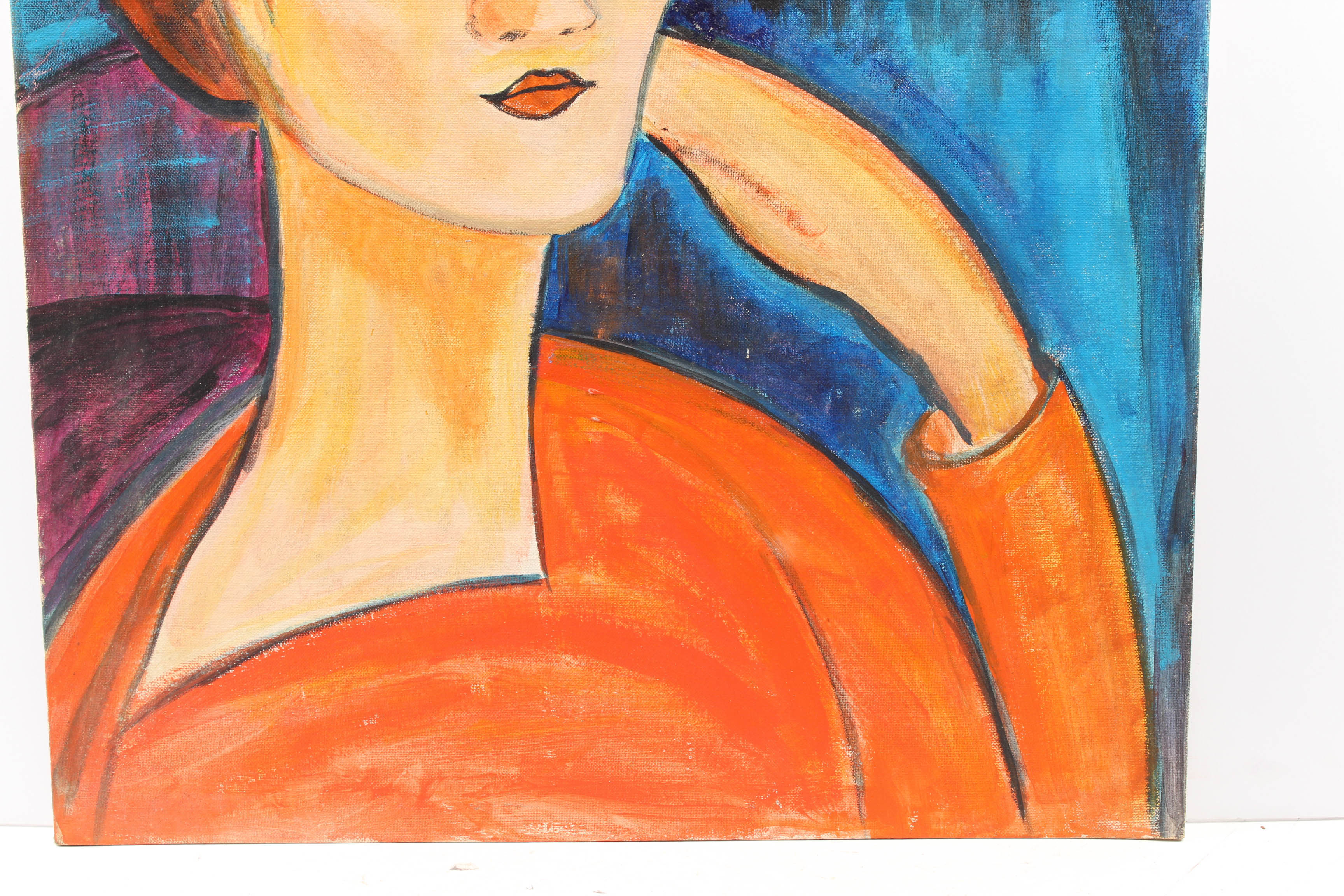 Mid-Century Oil Portrait of Redhead Female Attributed to Anna Otten