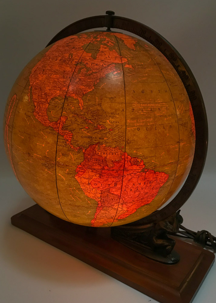 Vintage Cram's "Unrivaled Terrestrial" Lighted Globe