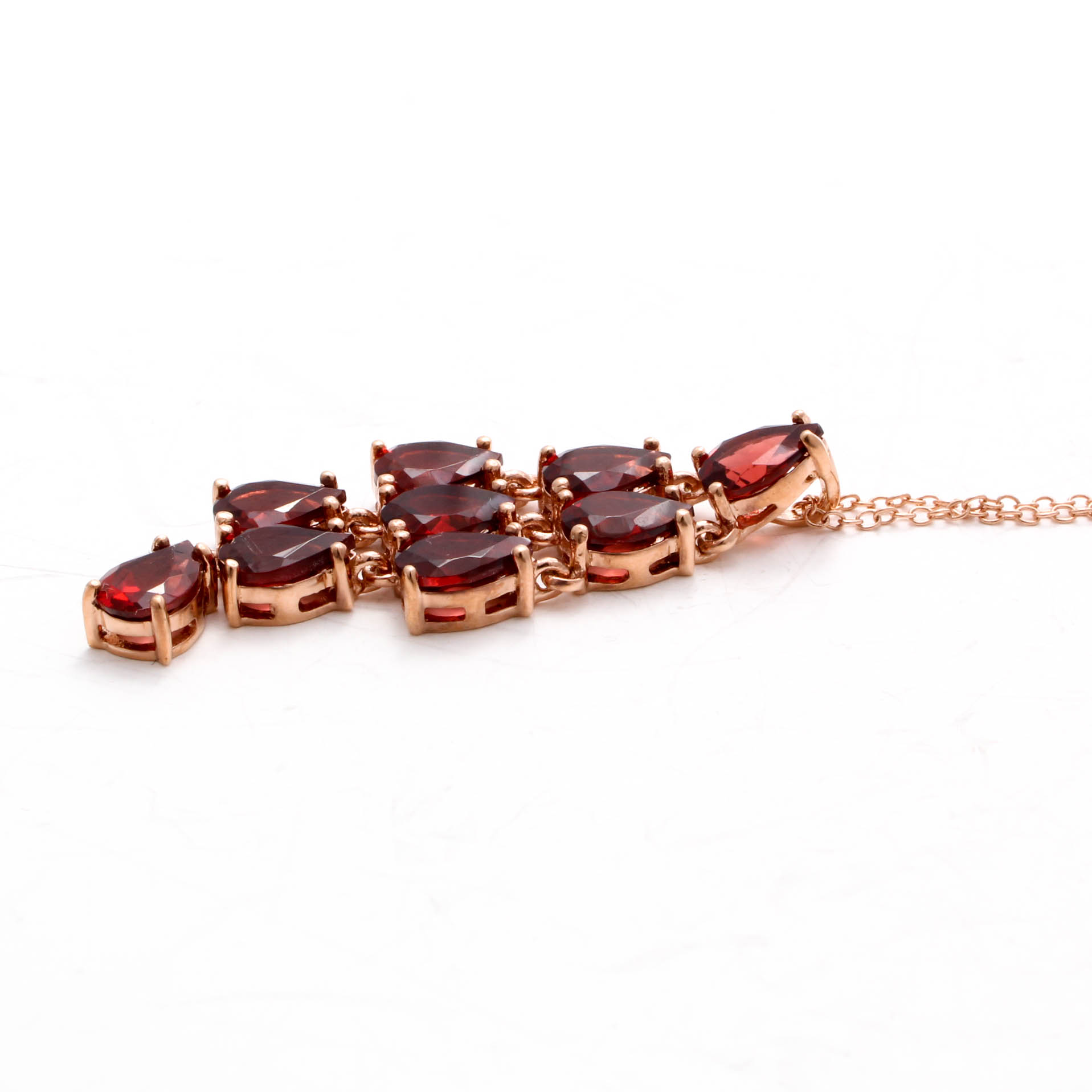 Rose Gold Wash on Sterling Silver Necklace with Garnet Glass Doublet Pendant