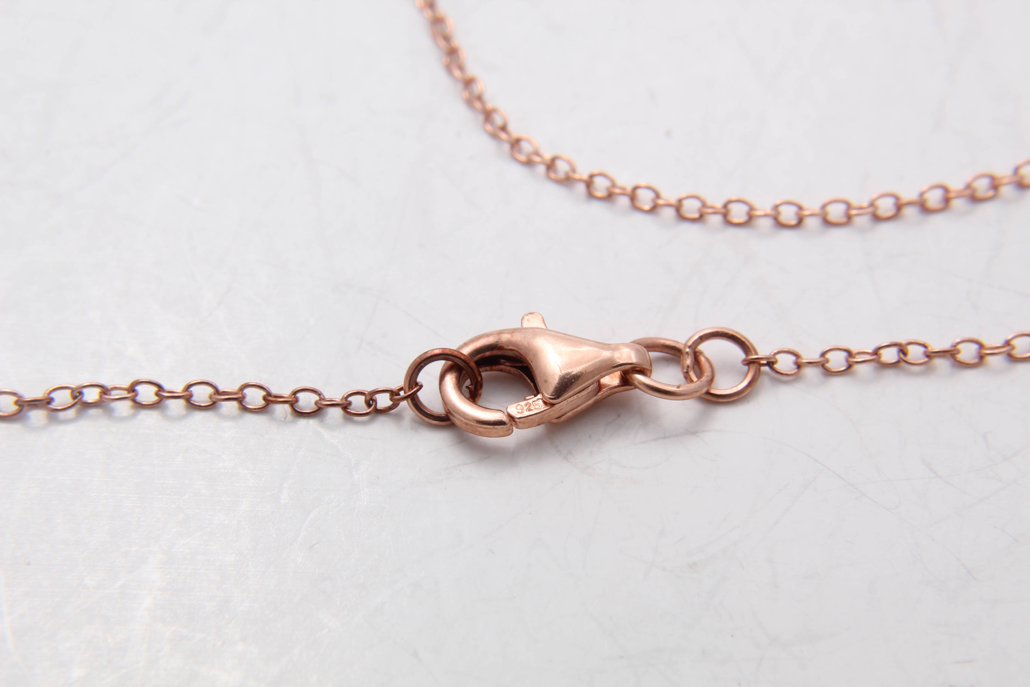 Rose Gold Wash on Sterling Silver Necklace with Garnet Glass Doublet Pendant