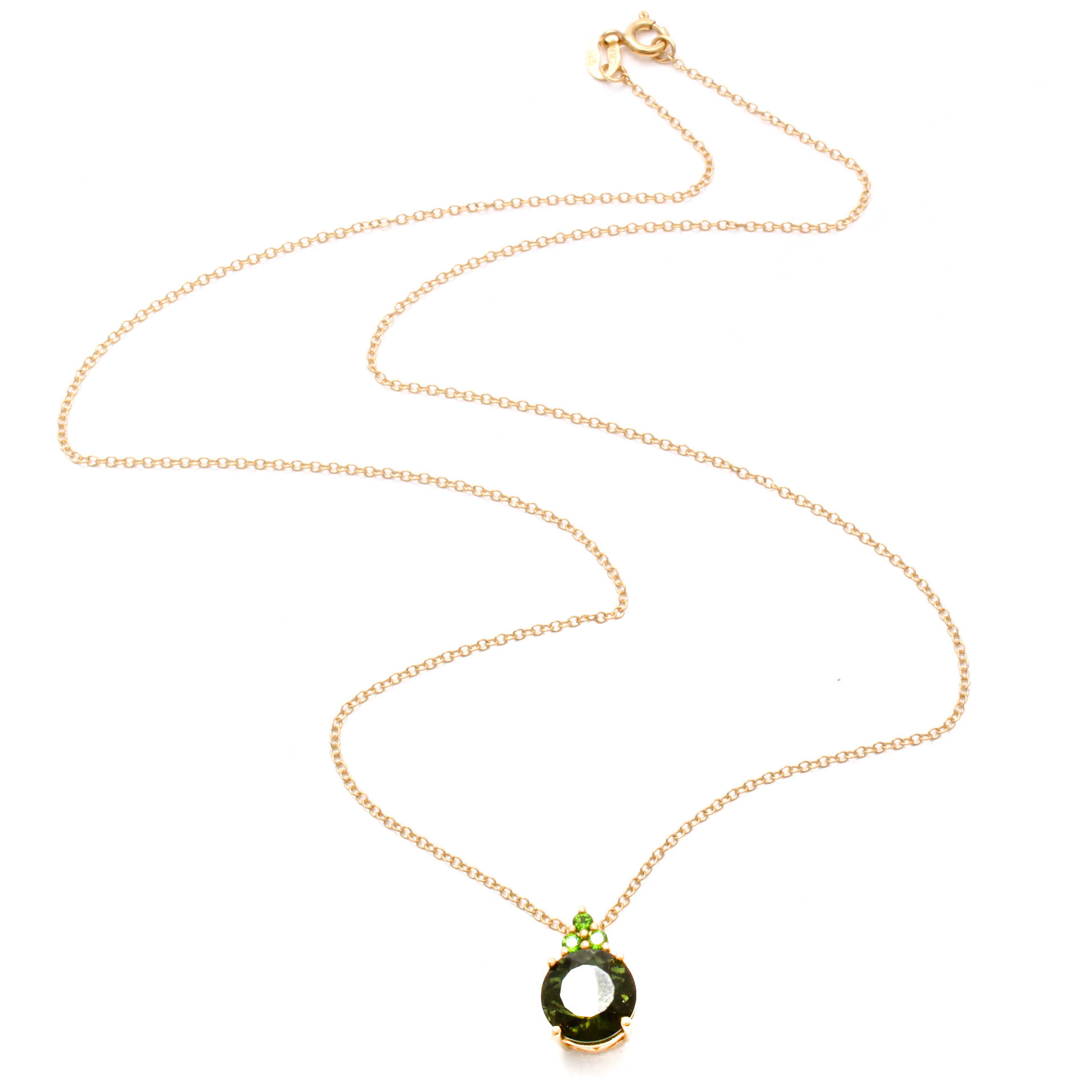 Gold Wash on Sterling Silver Moldavite Necklace