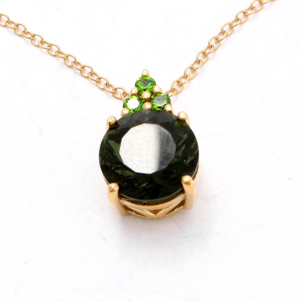Gold Wash on Sterling Silver Moldavite Necklace