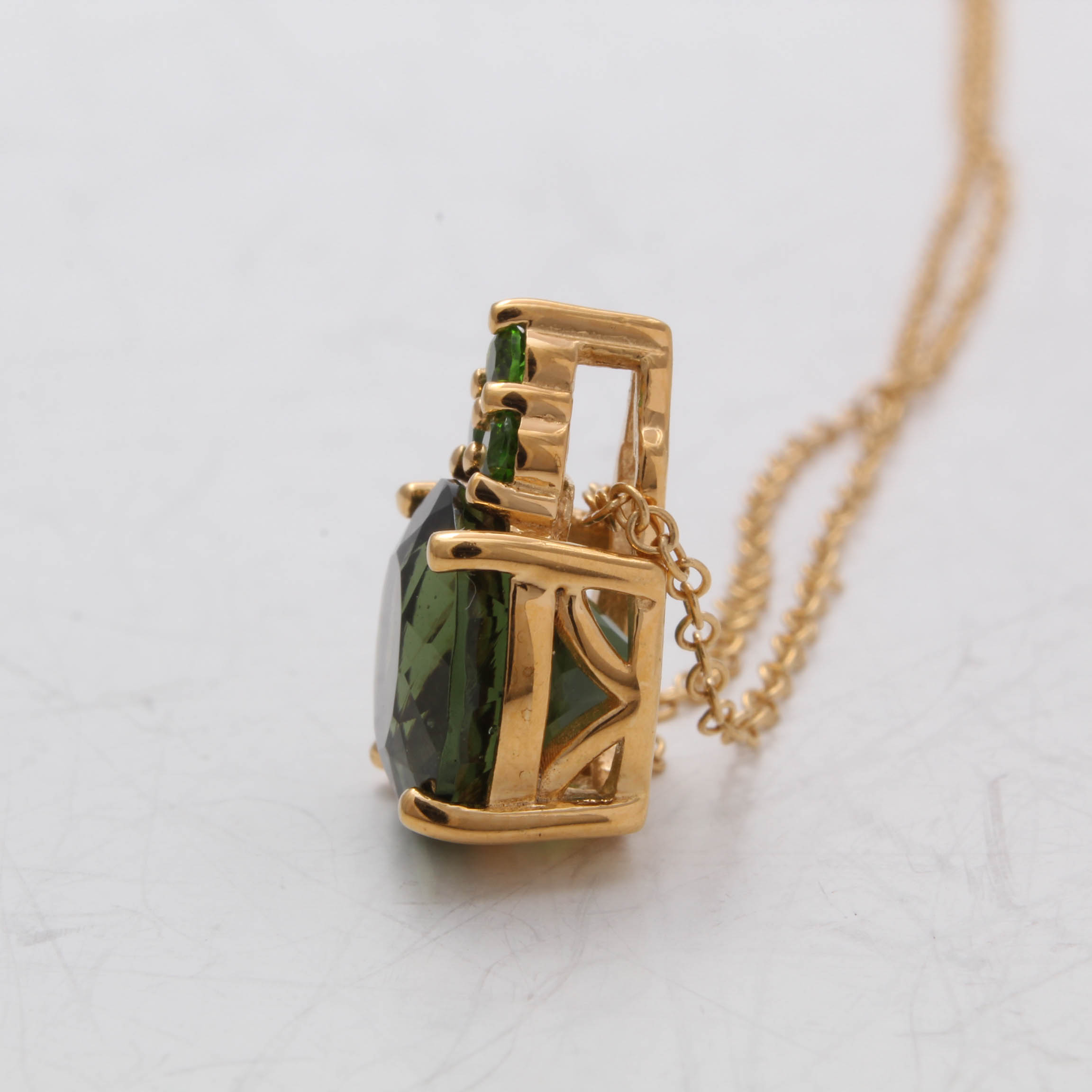 Gold Wash on Sterling Silver Moldavite Necklace