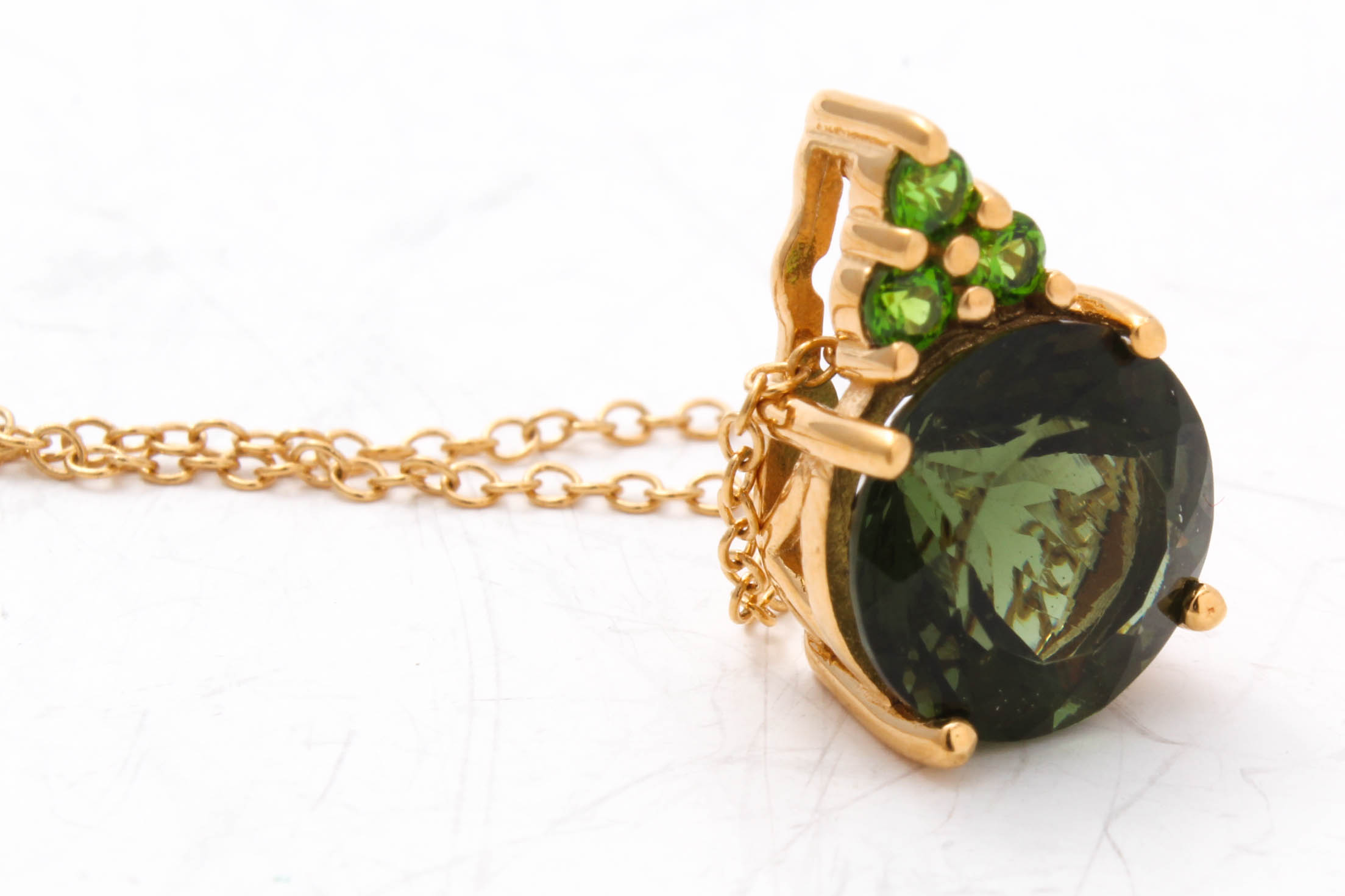 Gold Wash on Sterling Silver Moldavite Necklace