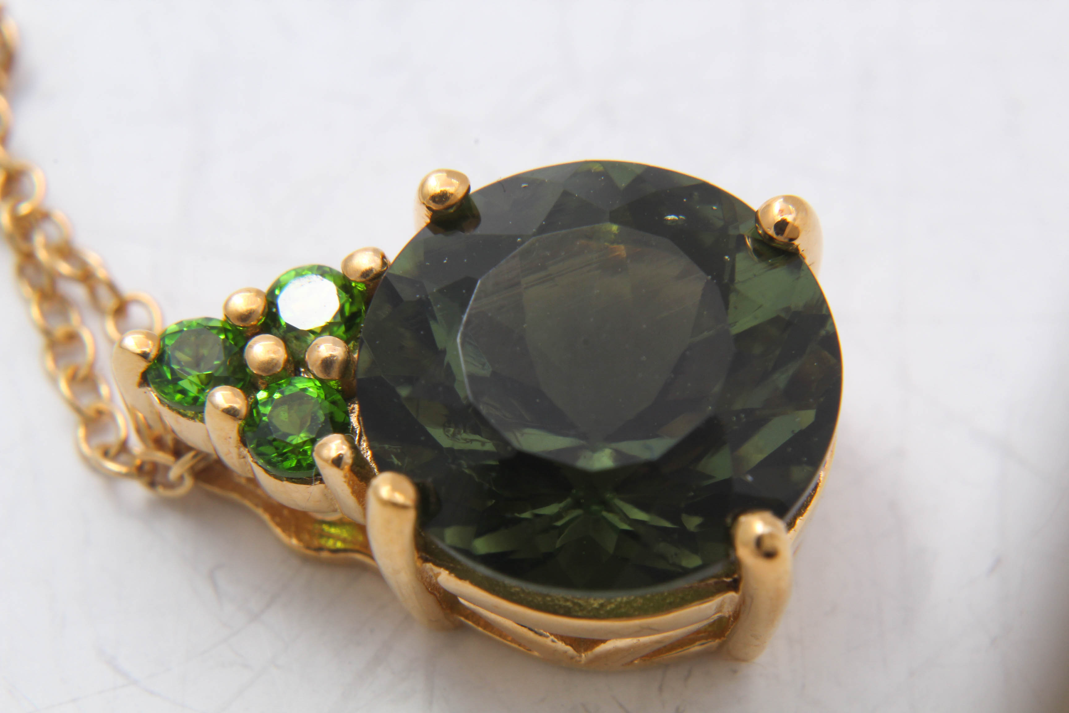 Gold Wash on Sterling Silver Moldavite Necklace