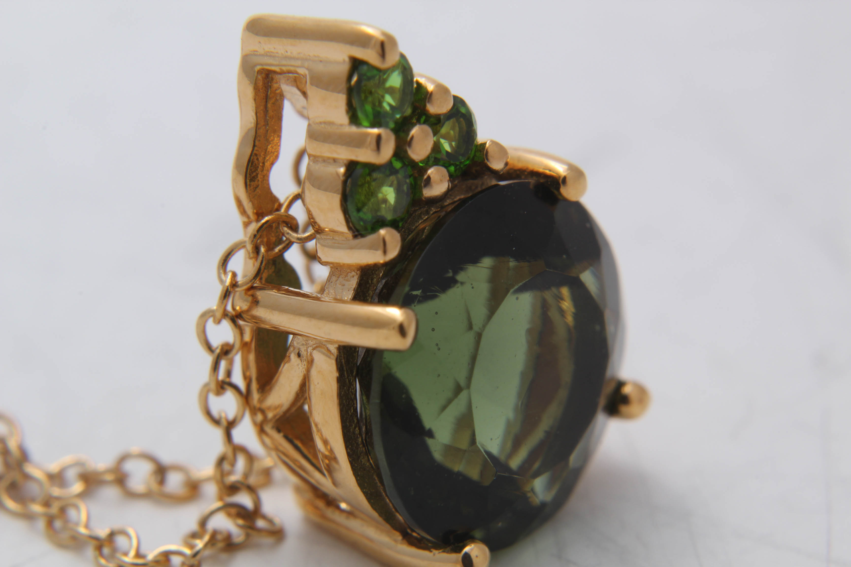 Gold Wash on Sterling Silver Moldavite Necklace
