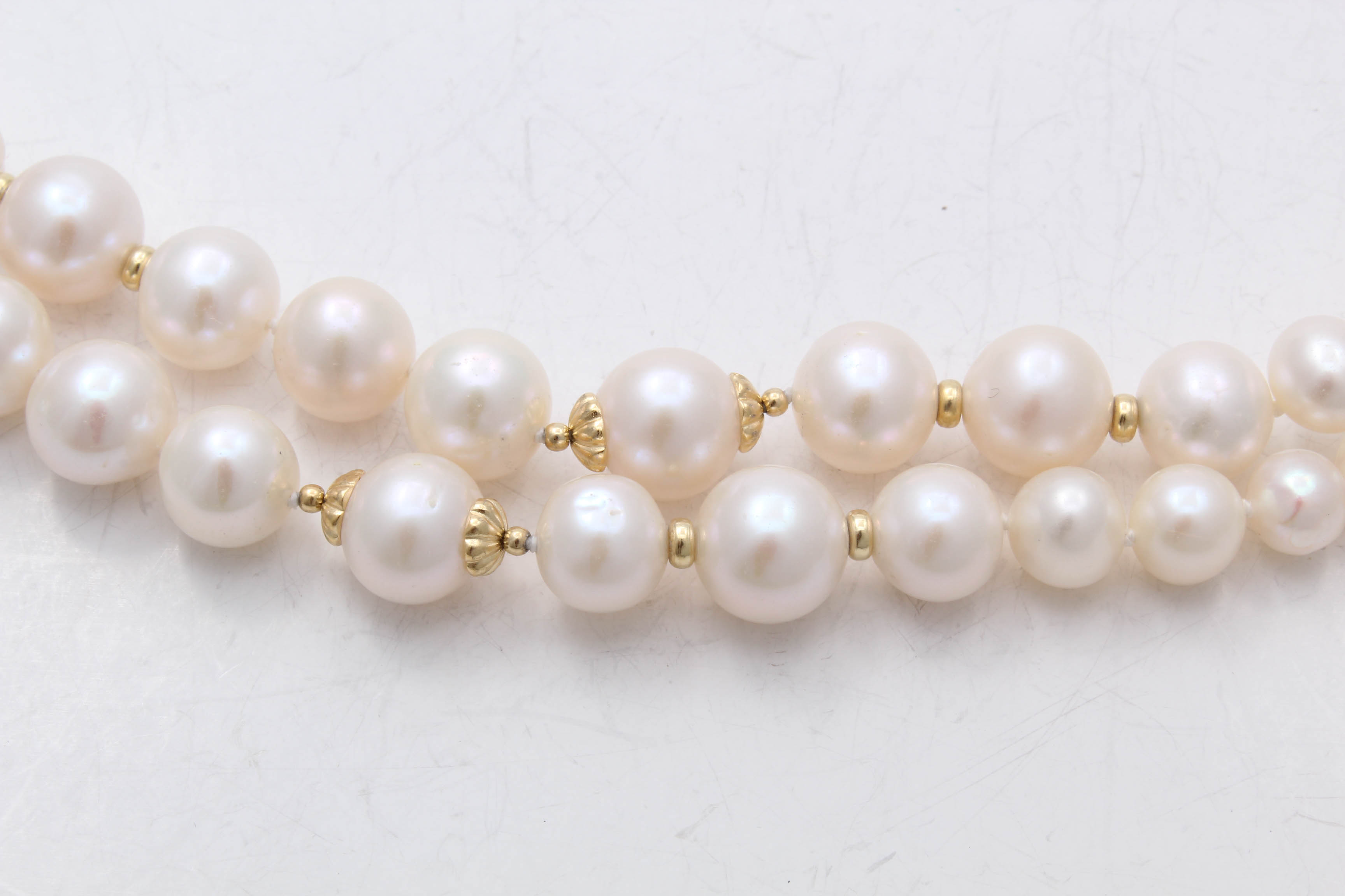 Gold Wash on Sterling Silver Freshwater Pearl Opera Necklace