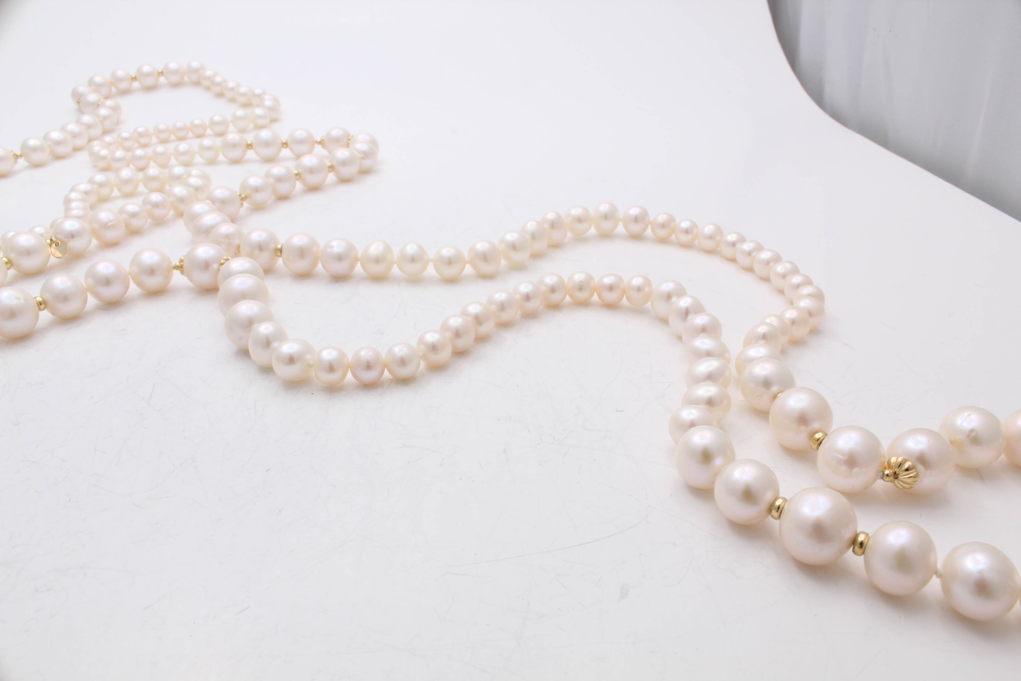 Gold Wash on Sterling Silver Freshwater Pearl Opera Necklace