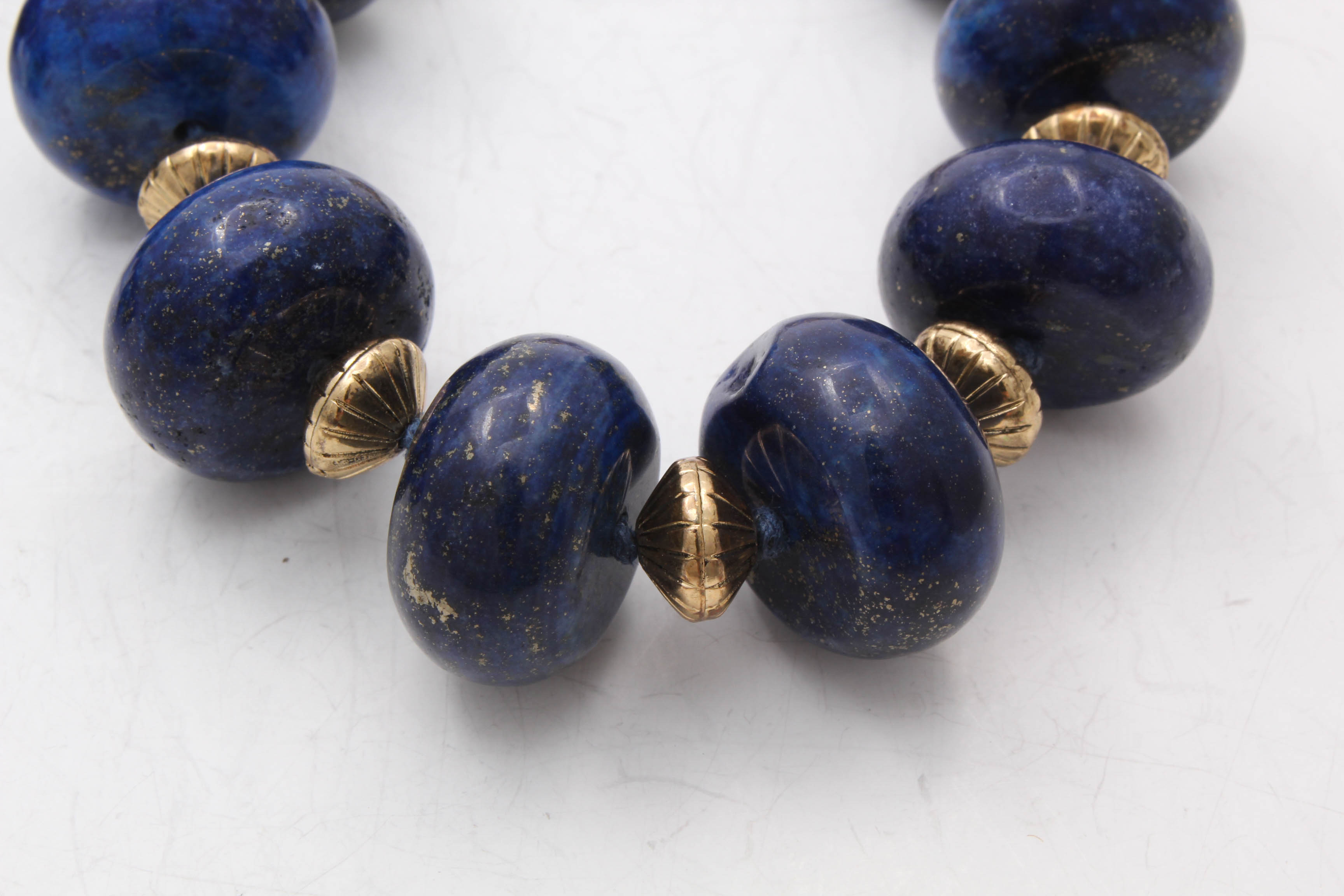 Gold Tone Lapis Lazuli Beaded Bracelets