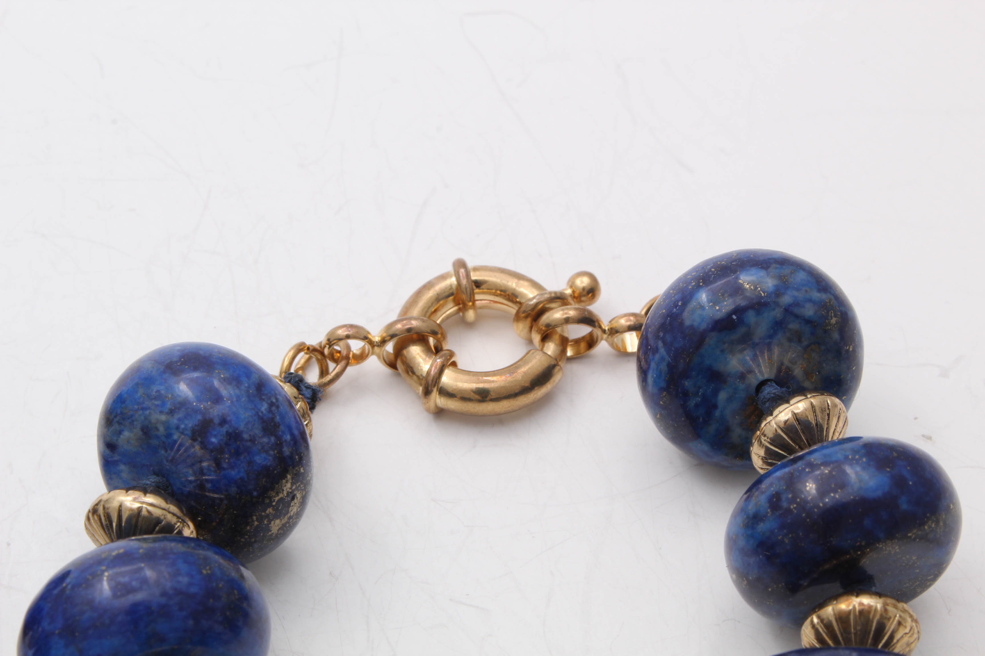 Gold Tone Lapis Lazuli Beaded Bracelets