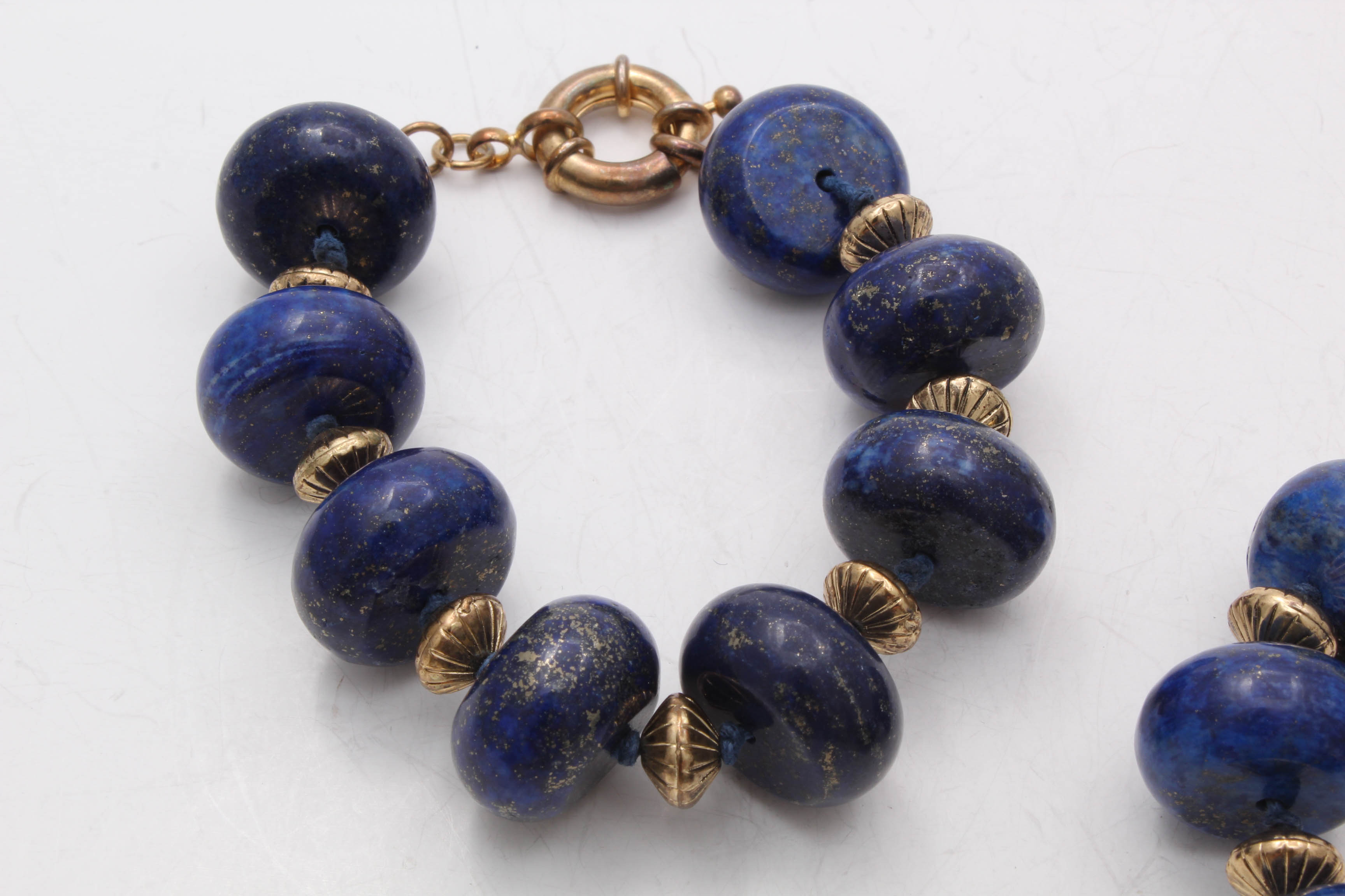 Gold Tone Lapis Lazuli Beaded Bracelets