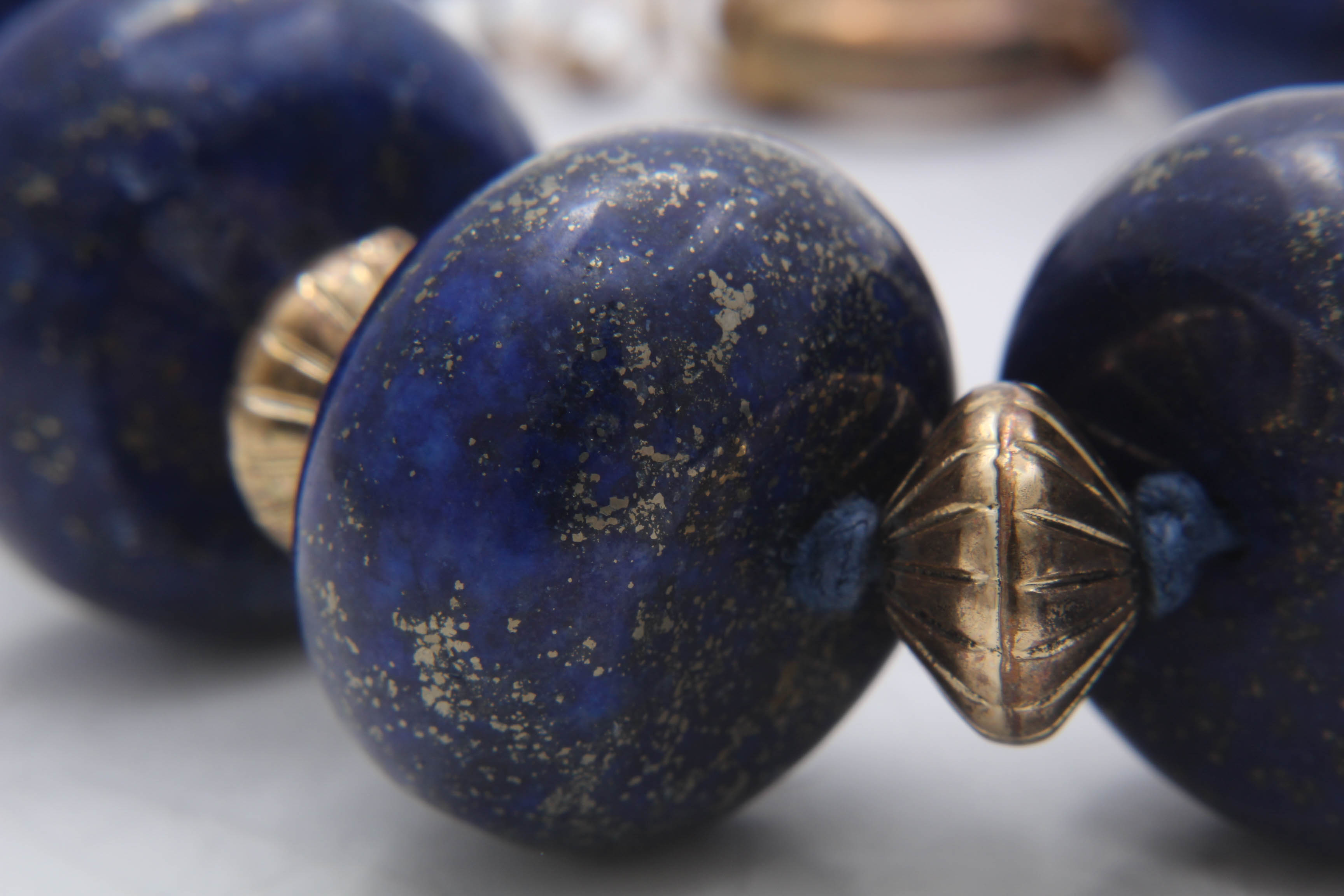 Gold Tone Lapis Lazuli Beaded Bracelets