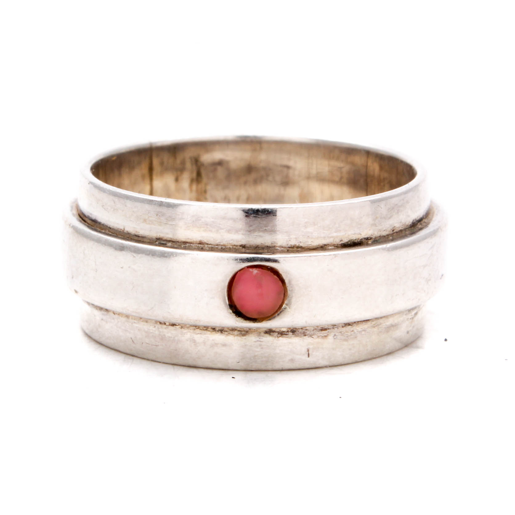 Sterling Silver Ring with Imitation Coral