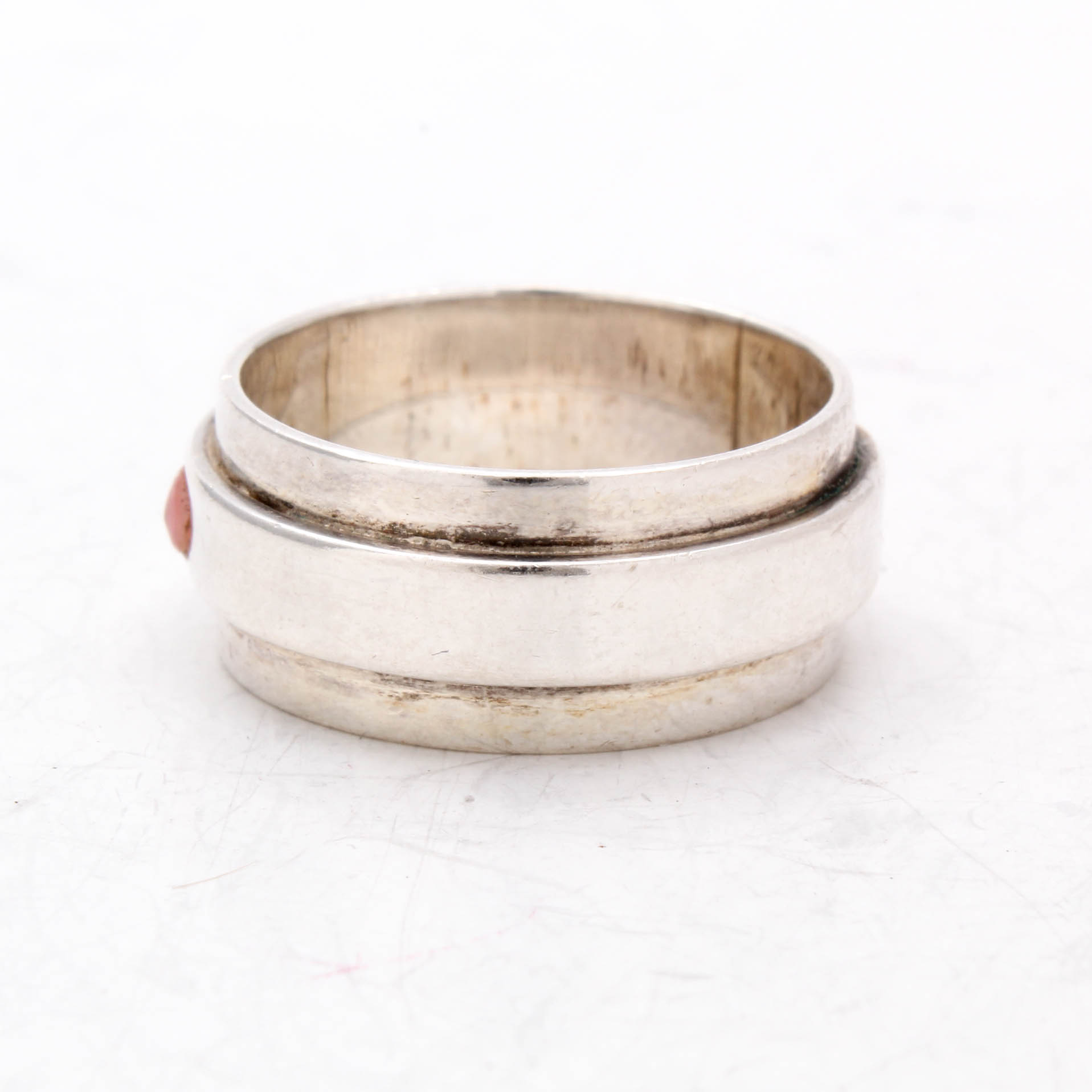 Sterling Silver Ring with Imitation Coral