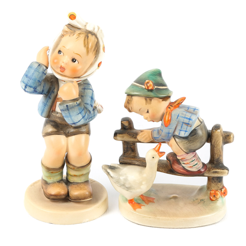 Goebel Hummel "Barnyard Hero" and "Boy with Toothache" Porcelain Figurines