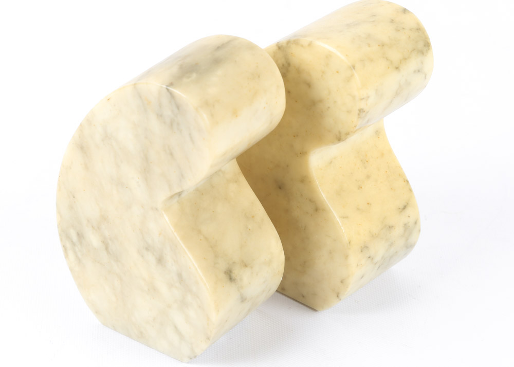 Brass Owl and Italian Marble Bookends